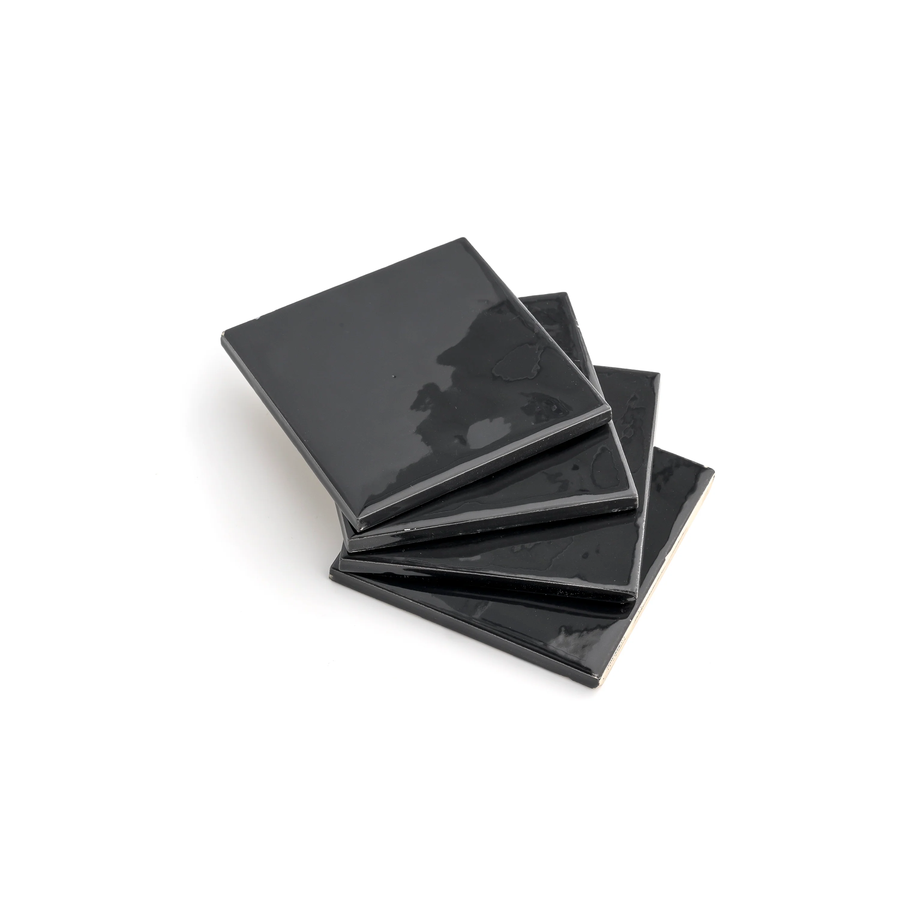 Deep Black 4x4 Formed Ceramic Tile | Glossy - Image 4