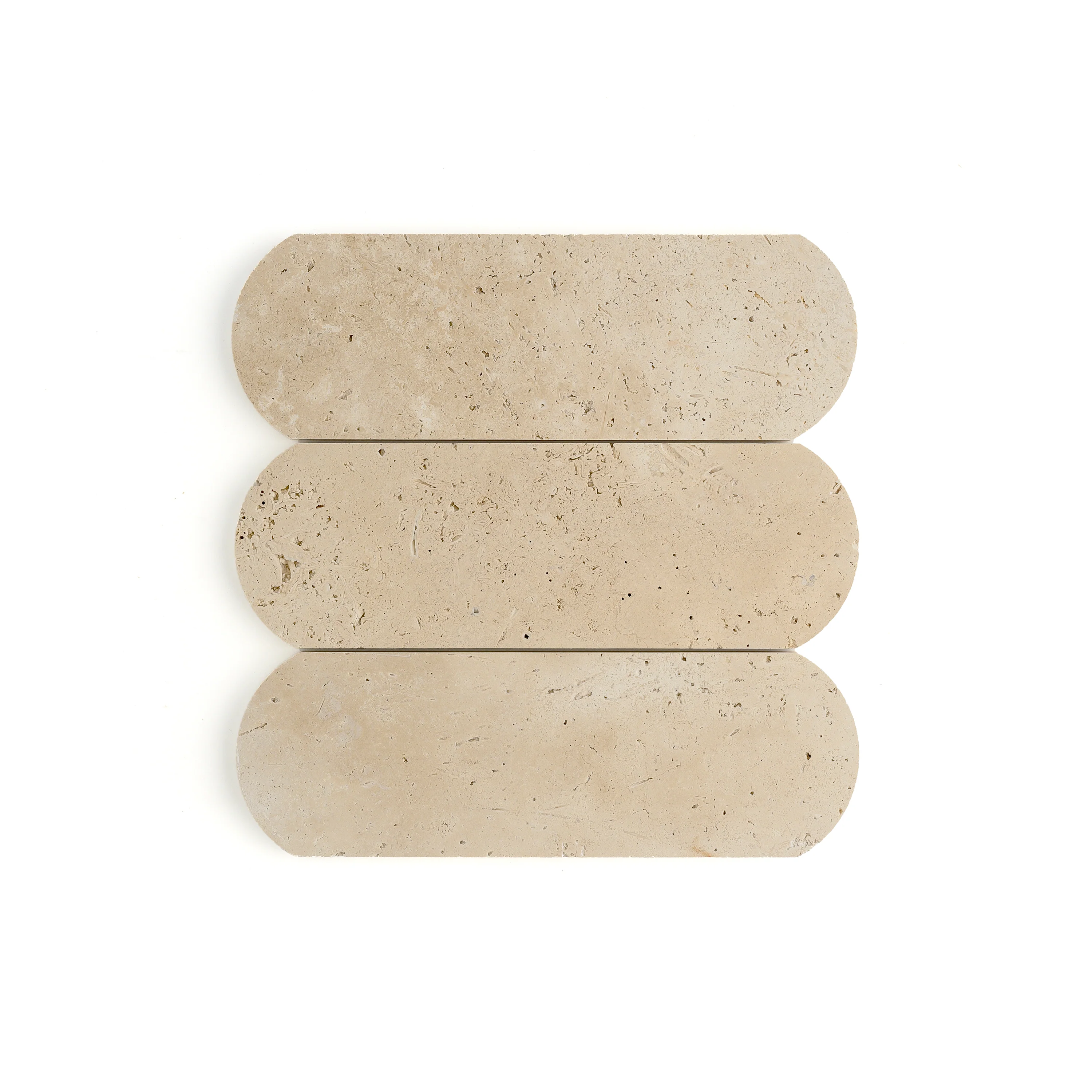 Beige Travertine 3x9 Oval Tile | Honed