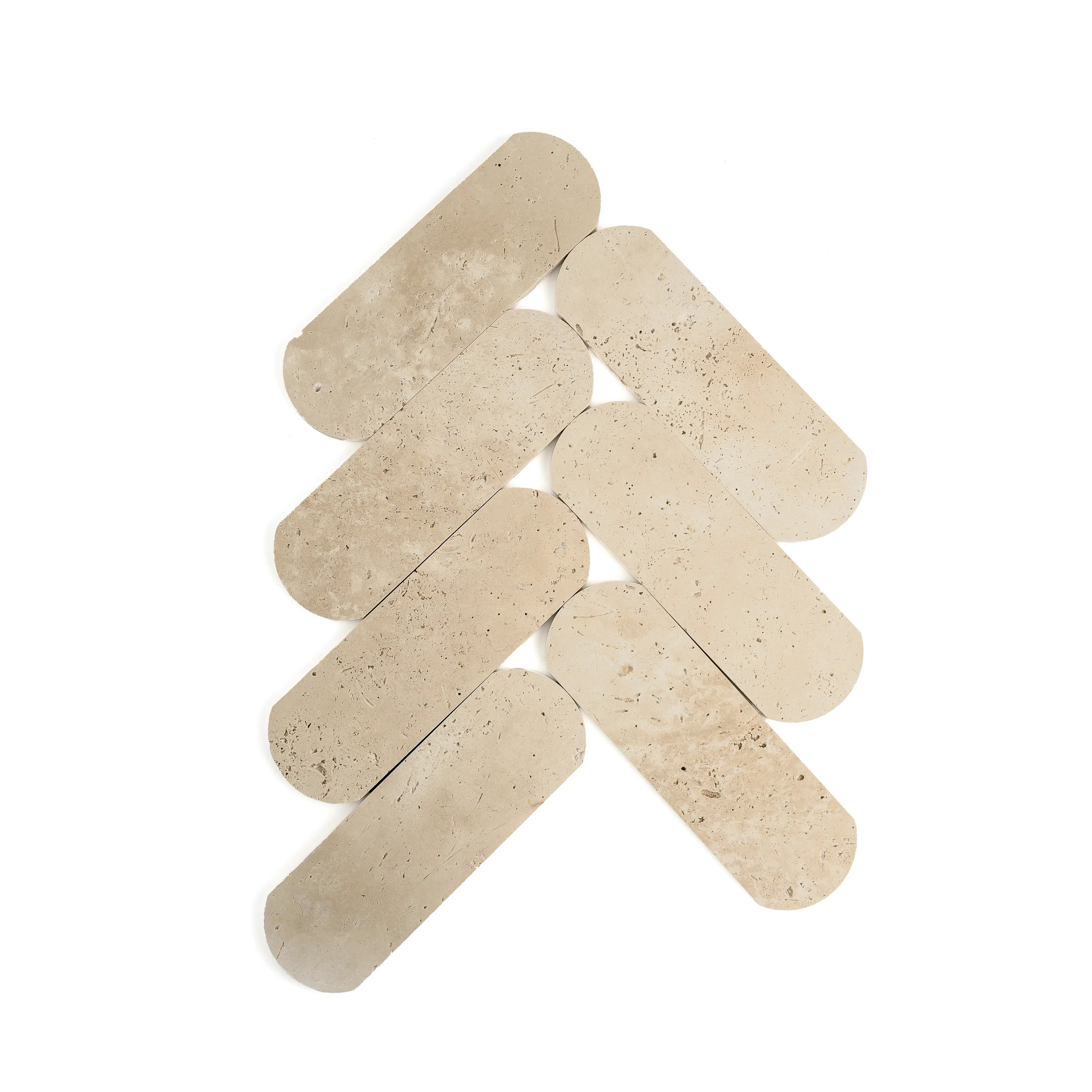 Beige Travertine 3x9 Oval Tile | Honed - Image 3
