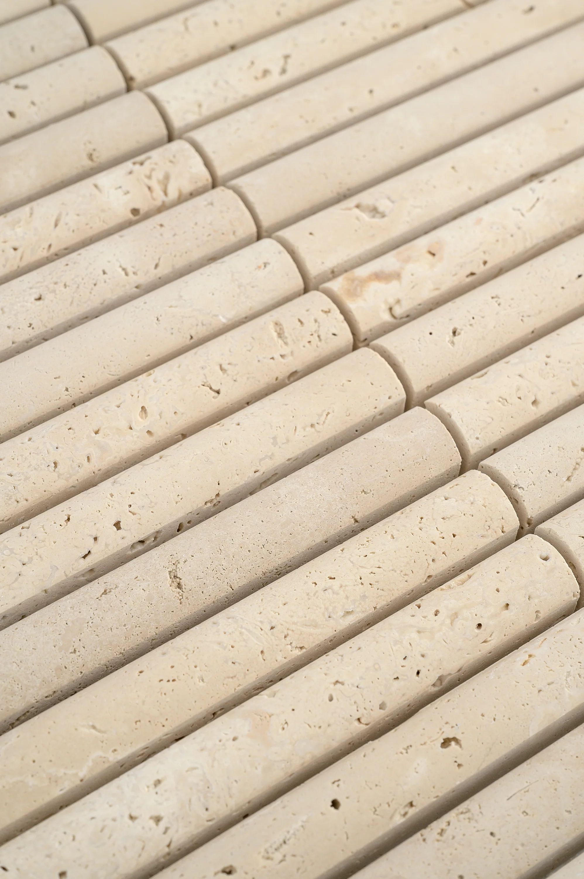 Beige Travertine Cabochon Pencil Mosaic Tile | Honed - Image 3