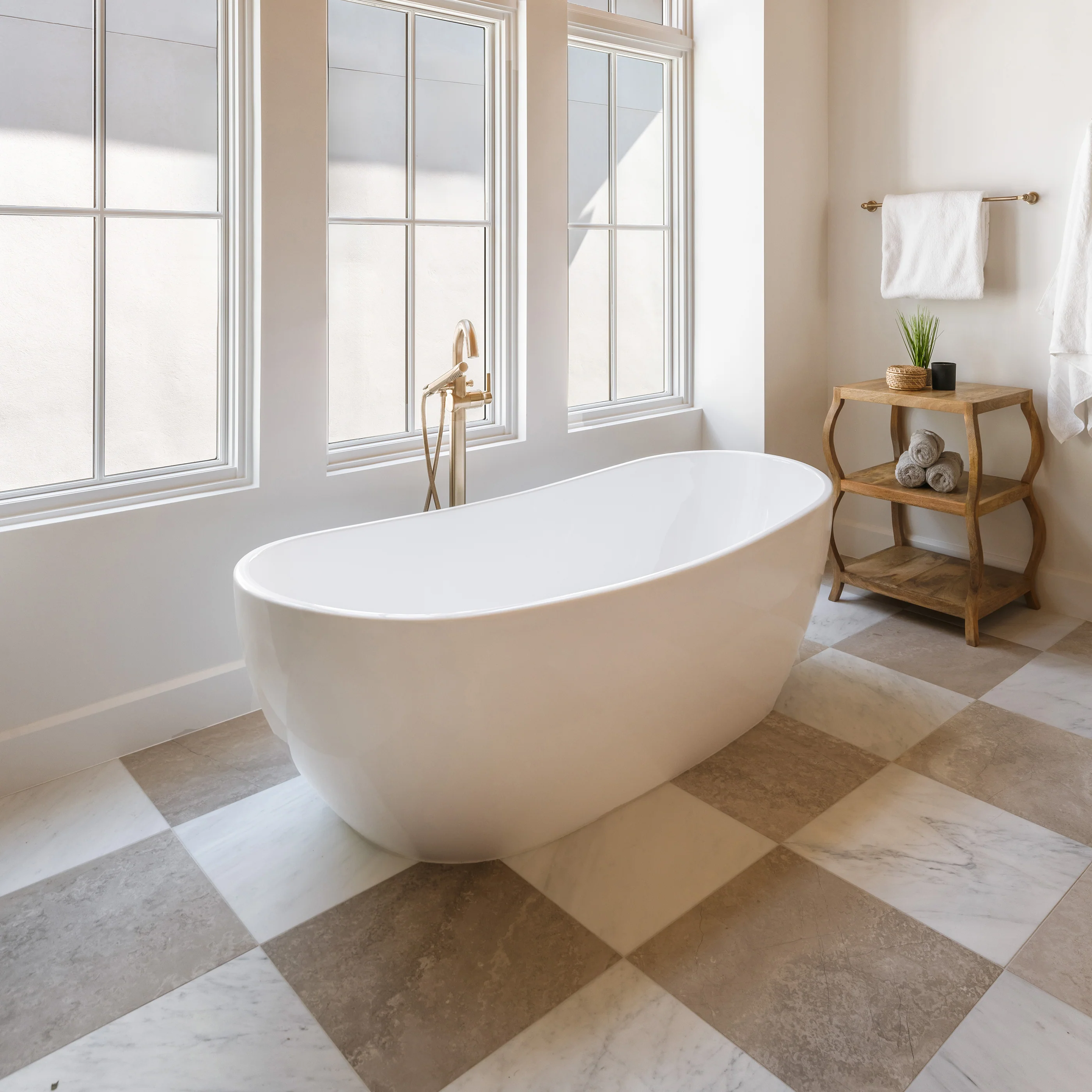 Beige Wave Cross Cut & Casablanca Gold 12x12 Marble | Honed - Checkerboard Bundle - Image 2