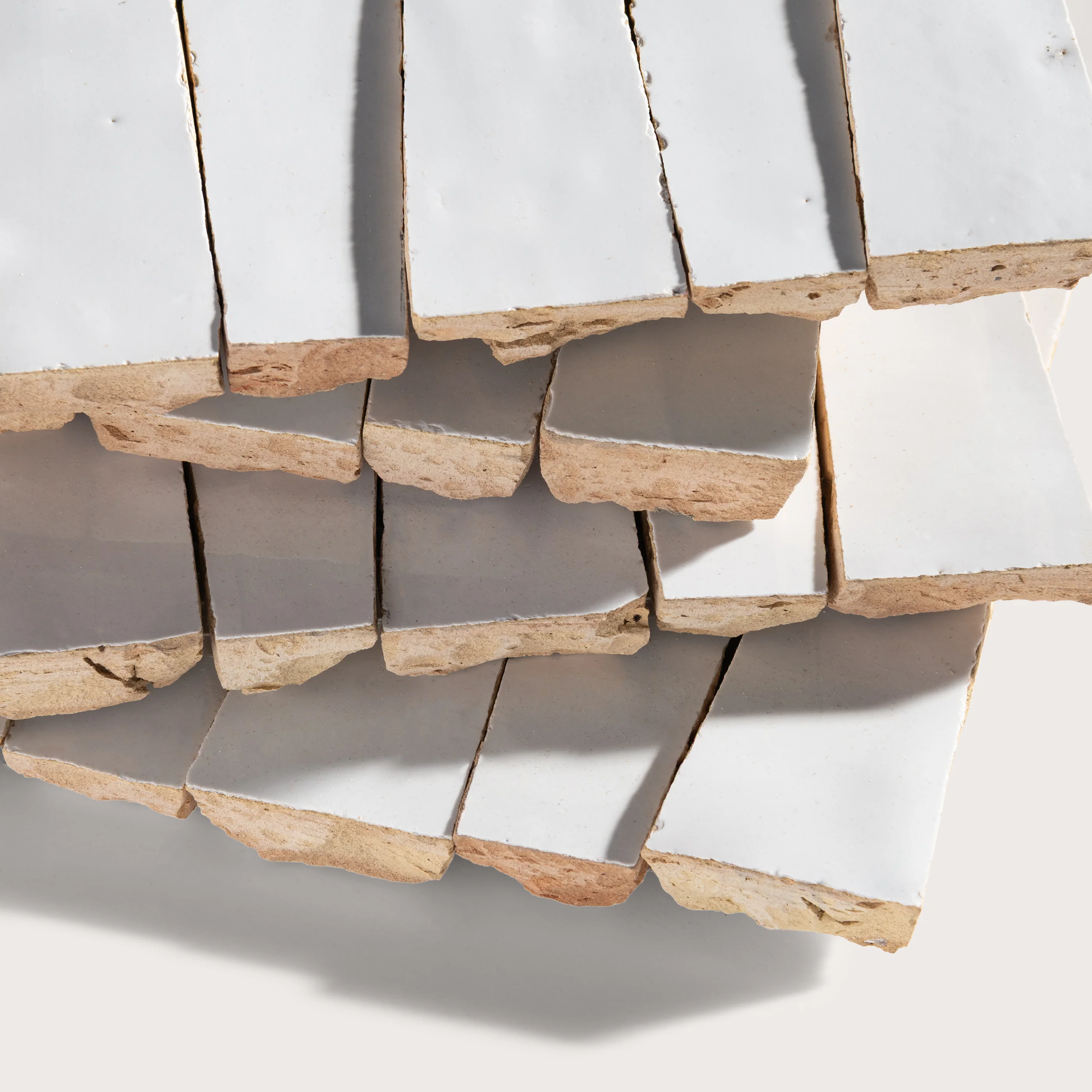 Bright White 1x4 Trapezoid Mosaic Zellige Tile - Image 3