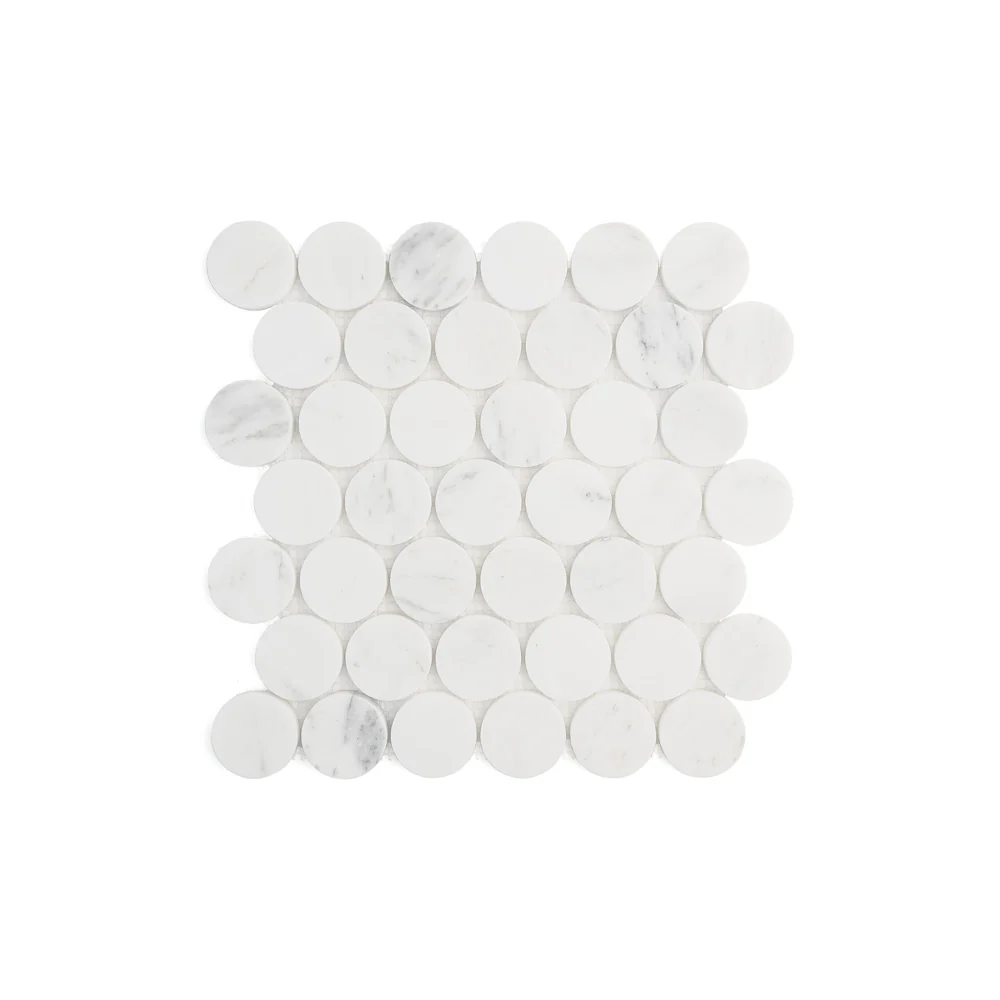 Sample: Casablanca Carrara 2 Inch Penny Round Mosaic Marble Tile | Honed