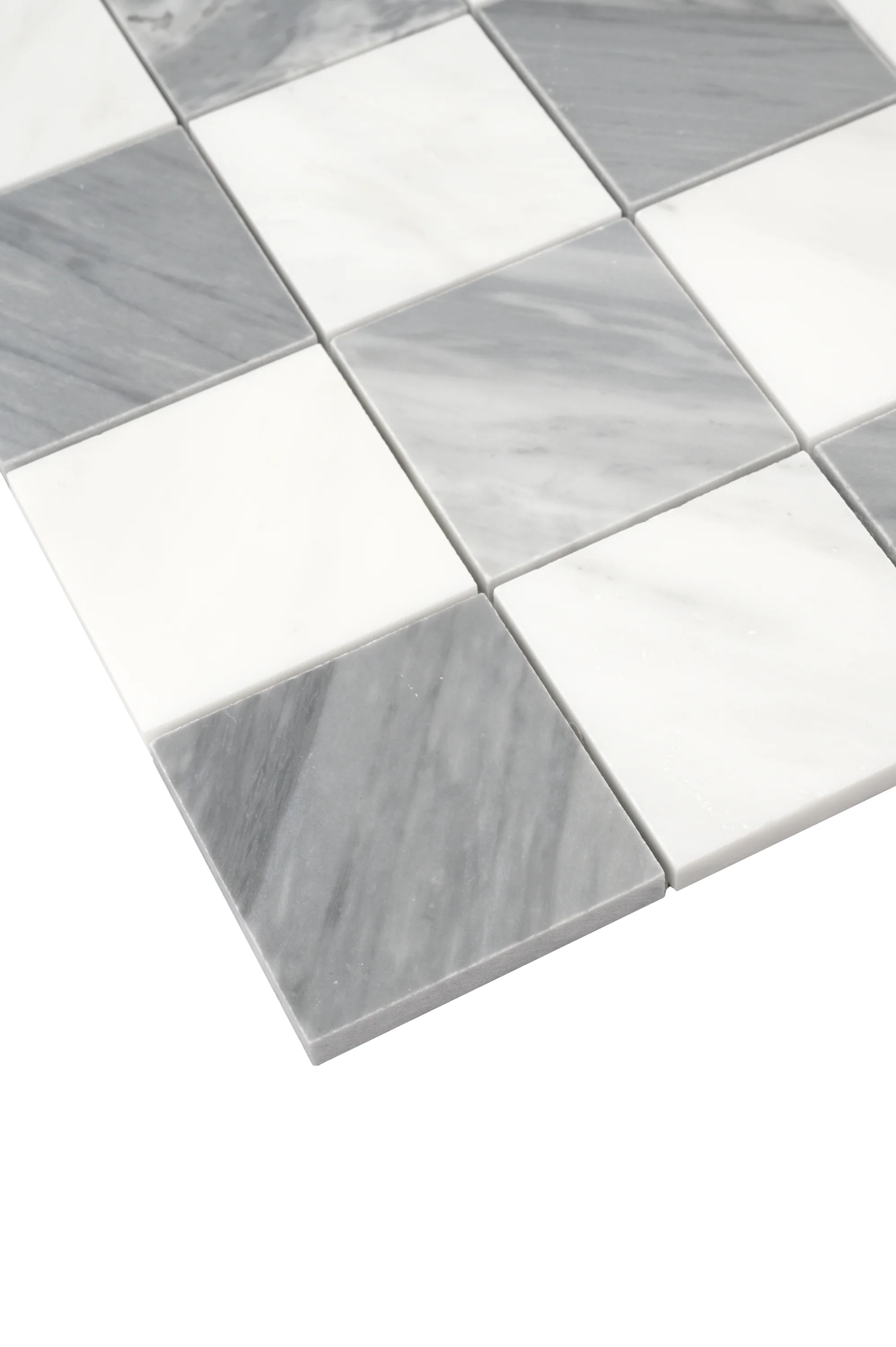 Casablanca Carrara & Bardiglio Grey Marble 3 Inch Checkerboard Mosaic Marble Tile | Honed - Image 4