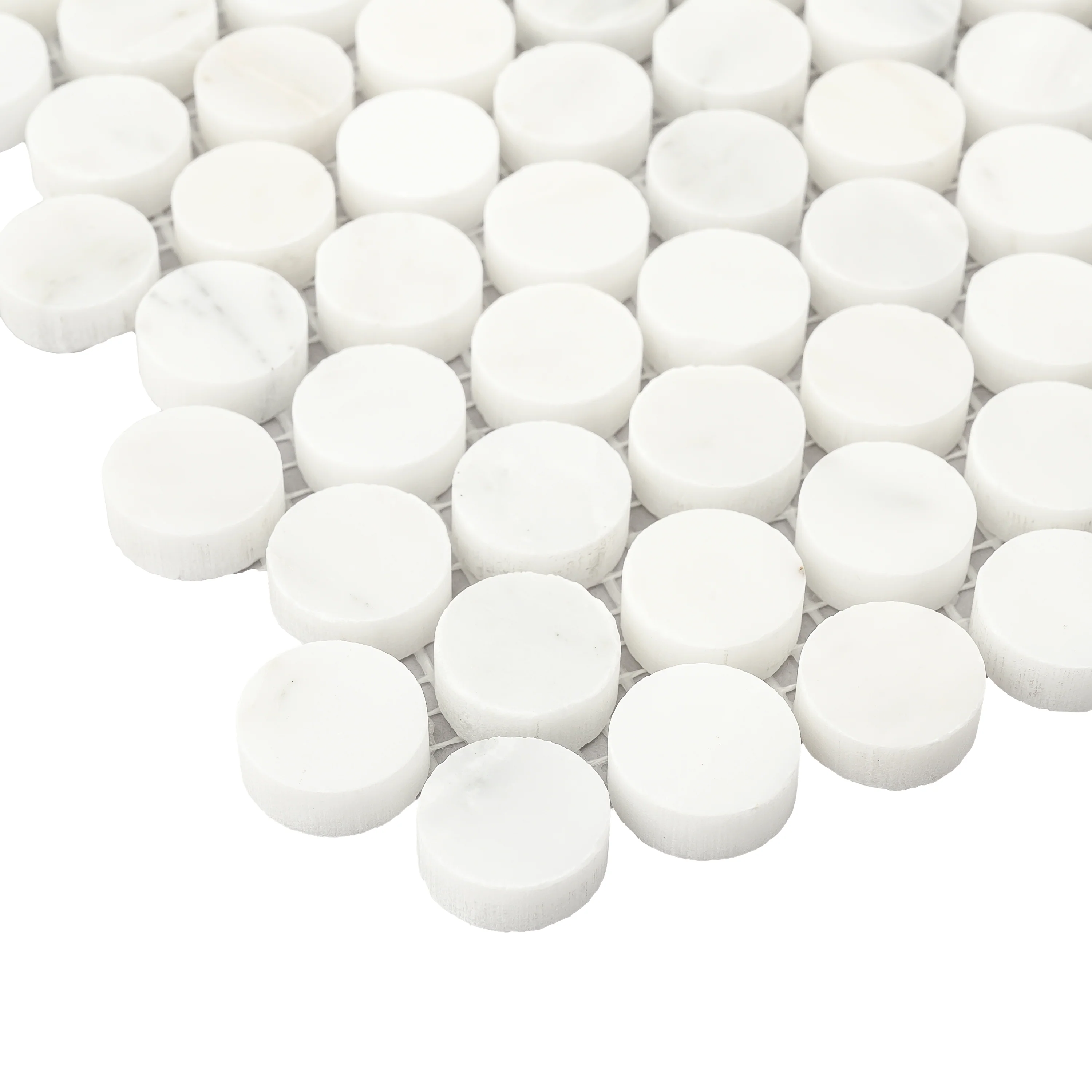 Casablanca Carrara 1 Inch Penny Round Mosaic Marble Tile | Honed - Image 3