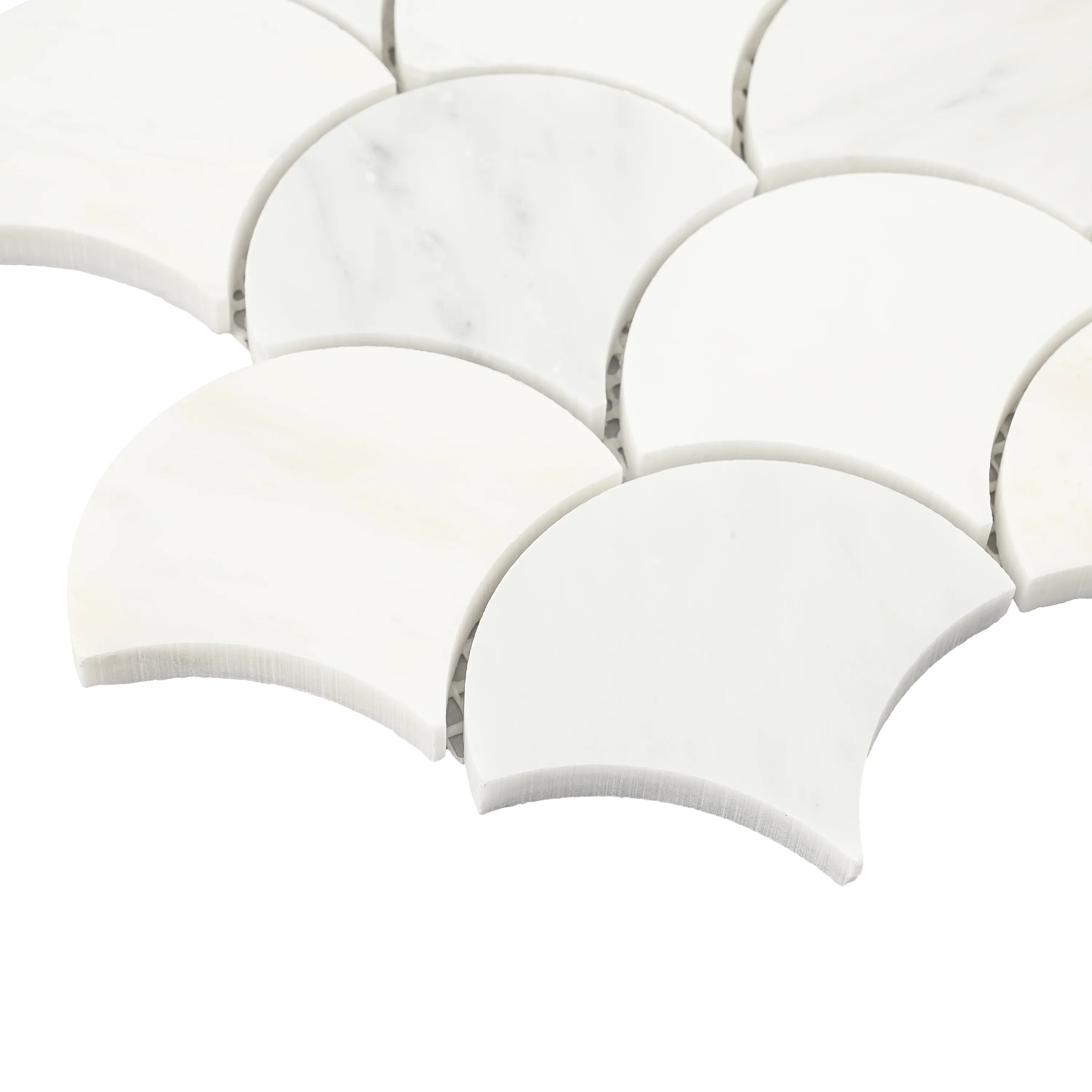 Casablanca Carrara Fish Scale Mosaic Marble Tile | Honed - Image 3