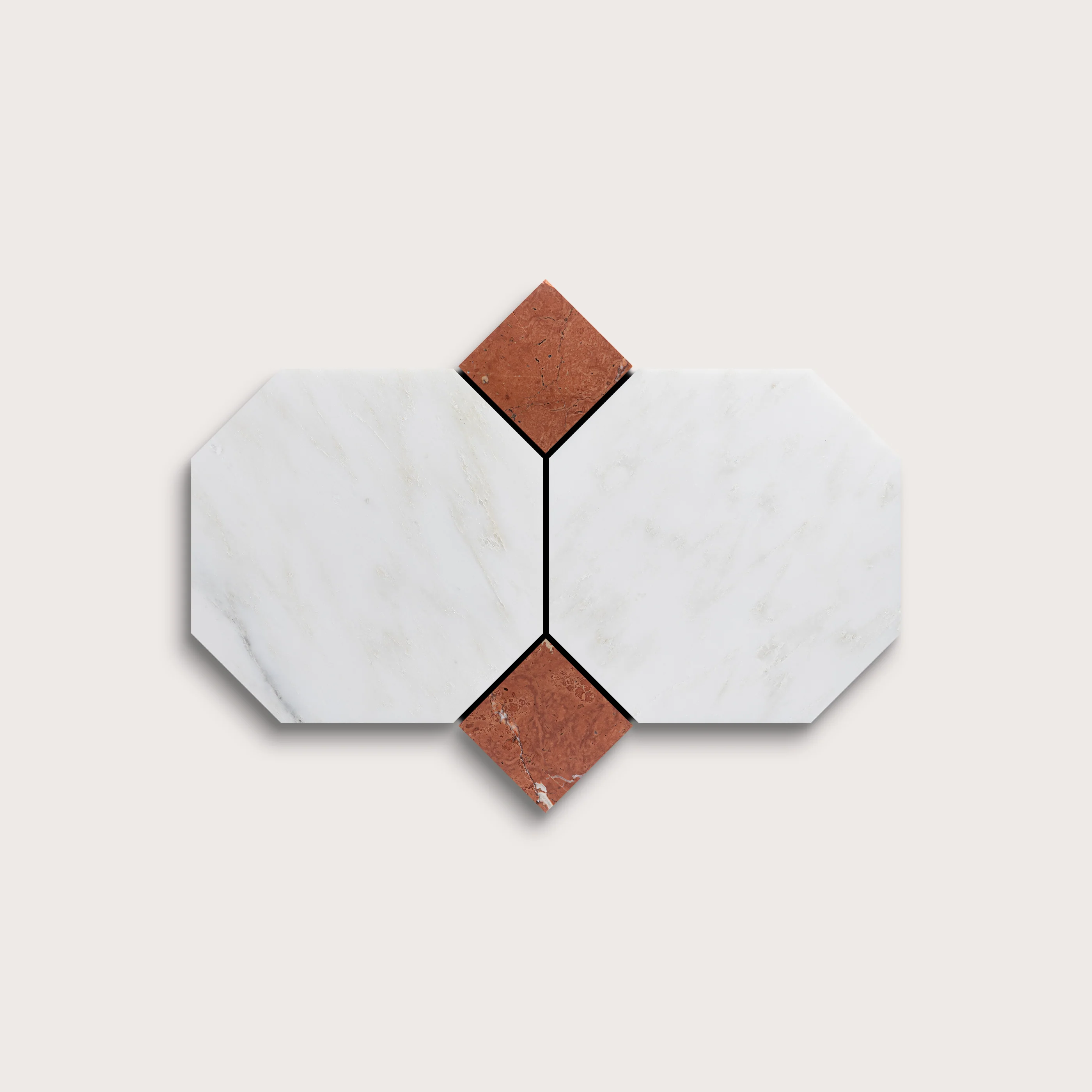 Casablanca Carrara Octagon & Rosso Alicante Dot Marble | Honed - Image 3