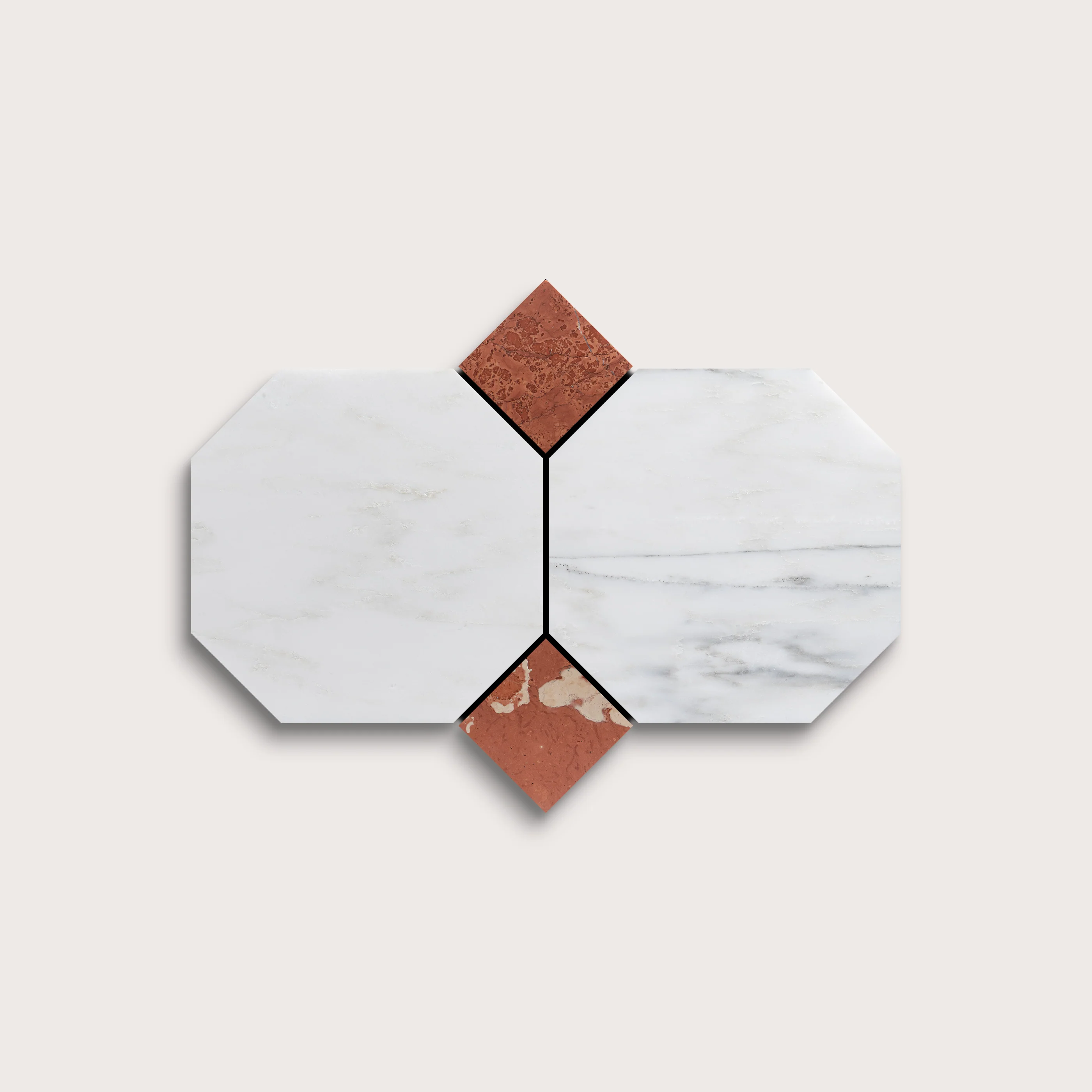 Casablanca Carrara Octagon & Rosso Alicante Dot Marble | Honed - Image 4
