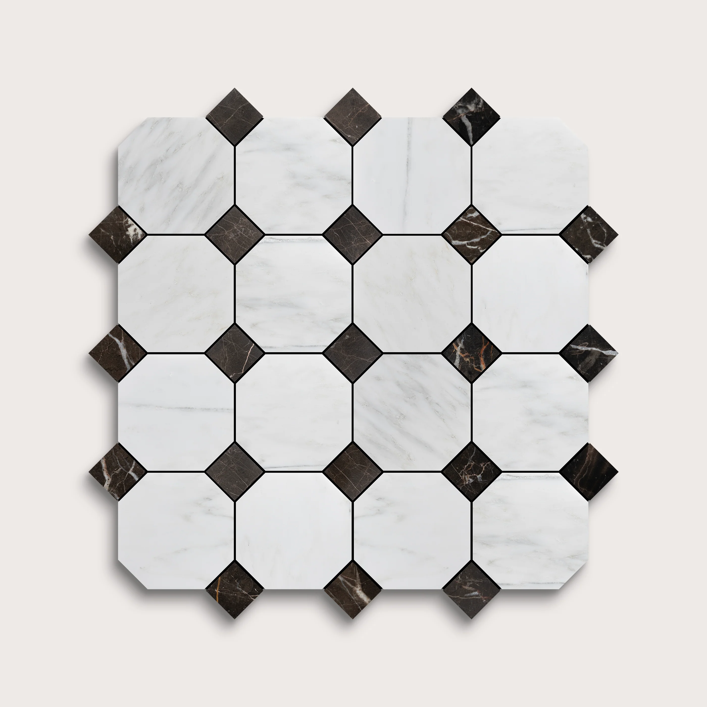 Sample: Casablanca Carrara Octagon & Truffle Dot Marble | Honed