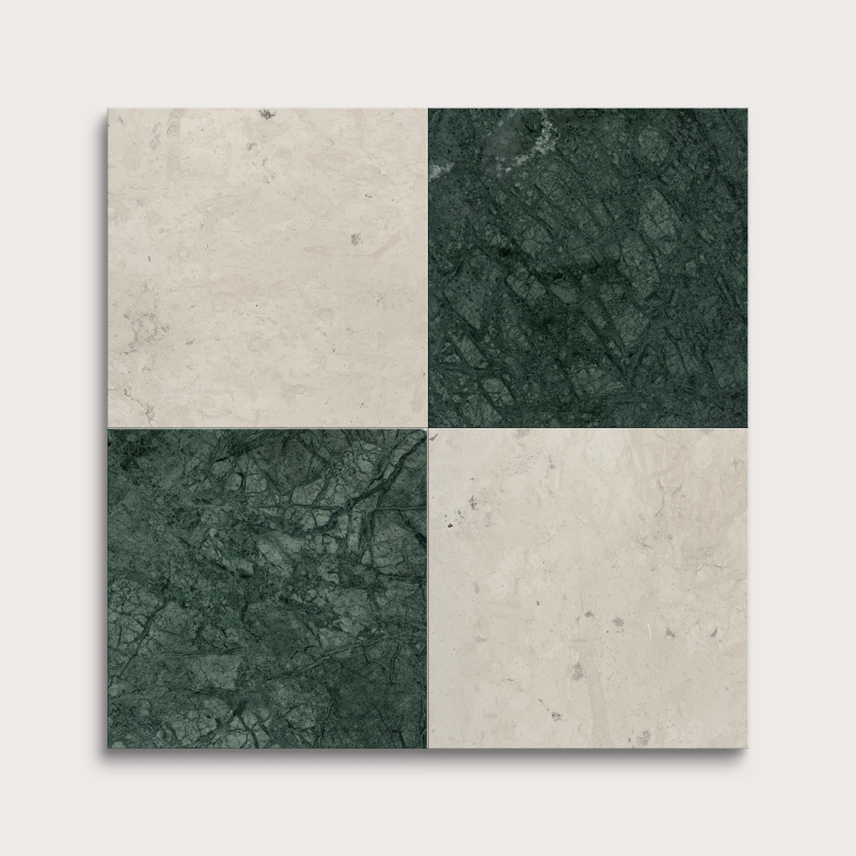 Chateau Grey & Monte Verde 12x12 Limestone & Marble | Honed - Checkerboard Bundle