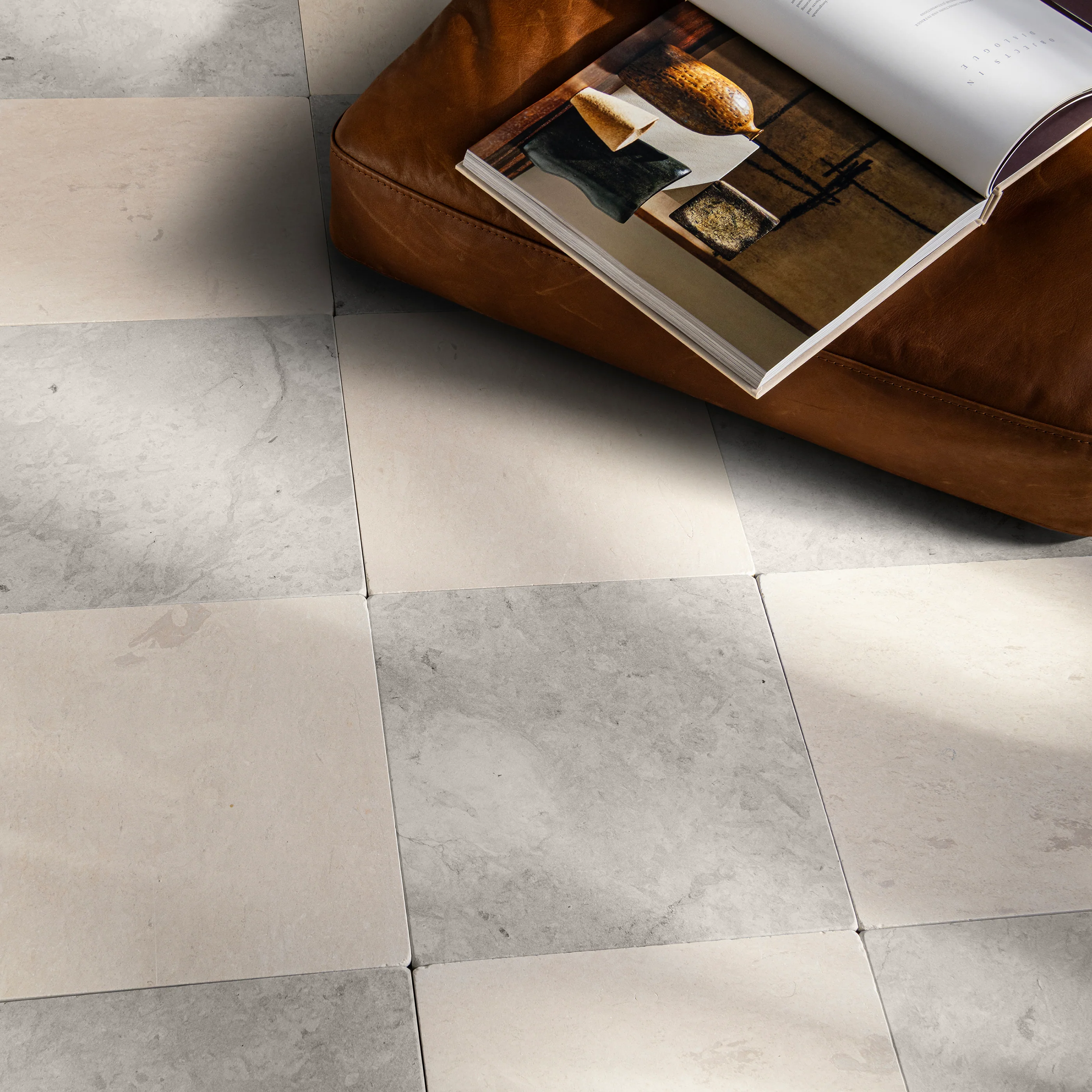 Chateau Grey & Saharan Sand 12x12 Limestone | Tumbled - Checkerboard Bundle - Image 2