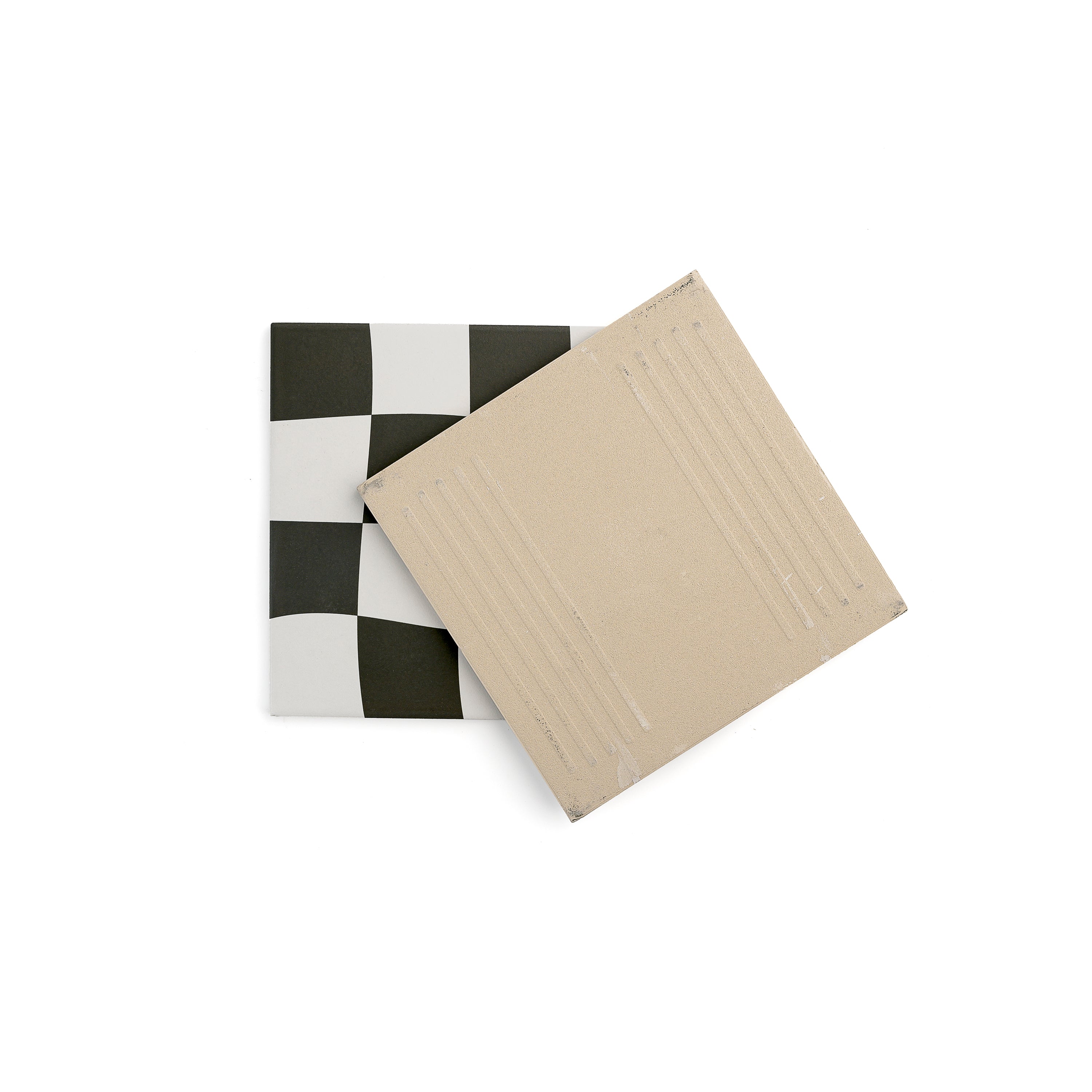 Drunken Checkerboard Black & White Ceramic Tile - Image 4