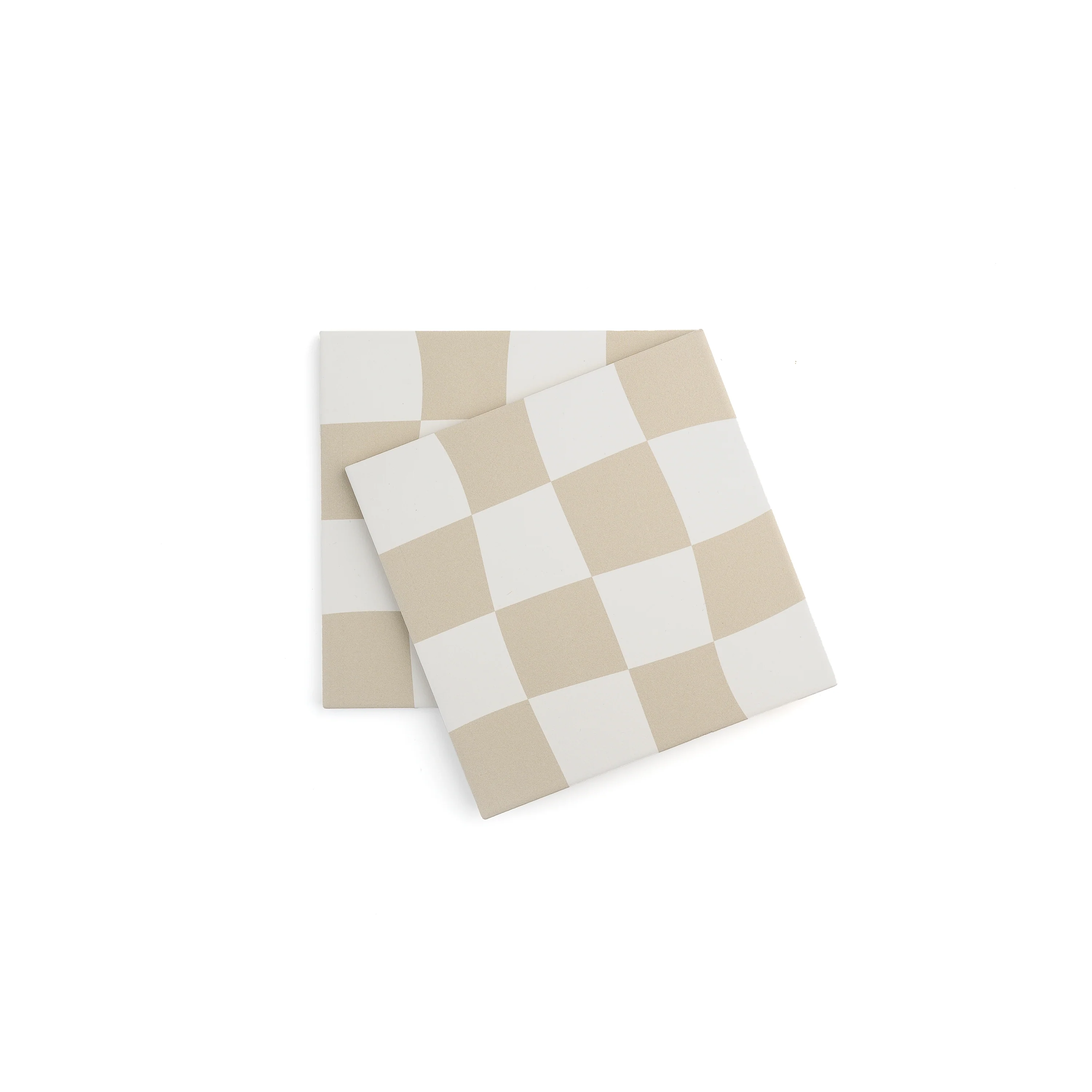Drunken Checkerboard Putty Ceramic Tile - Image 3
