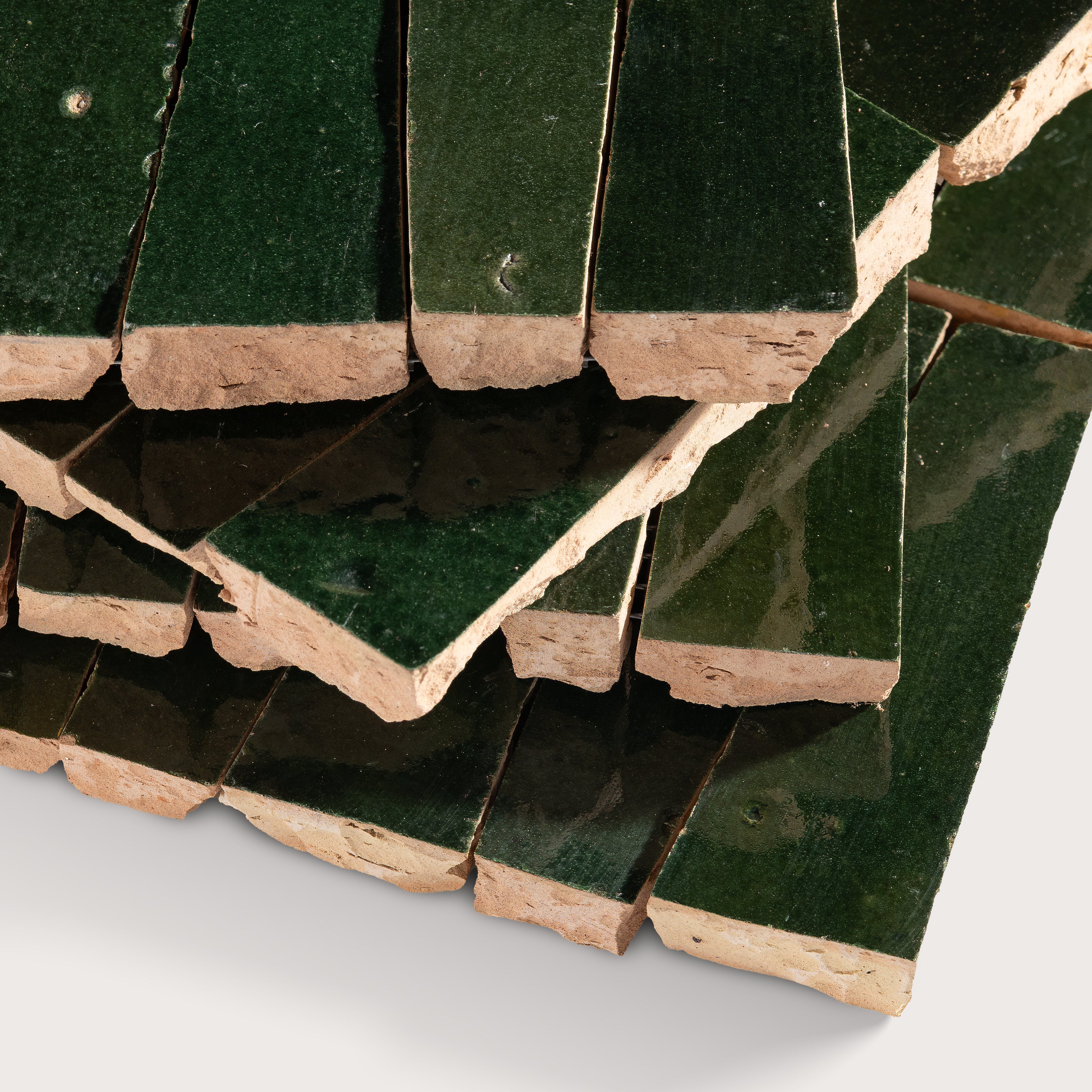Forest Green 1x4 Trapezoid Mosaic Zellige Tile - Image 3