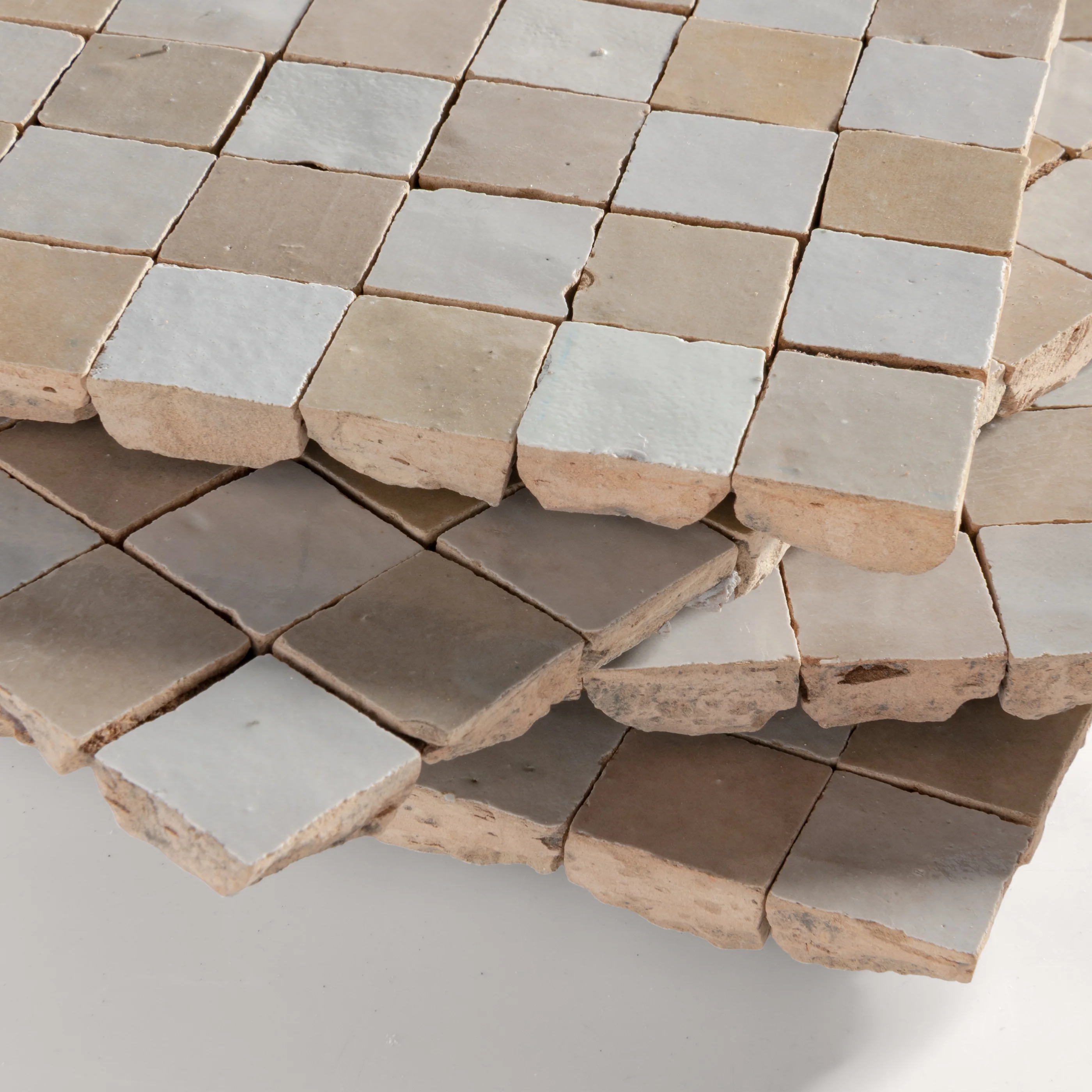 Natural White & Glazed Clay Zellige 1" Checkerboard Mosaic - Image 3