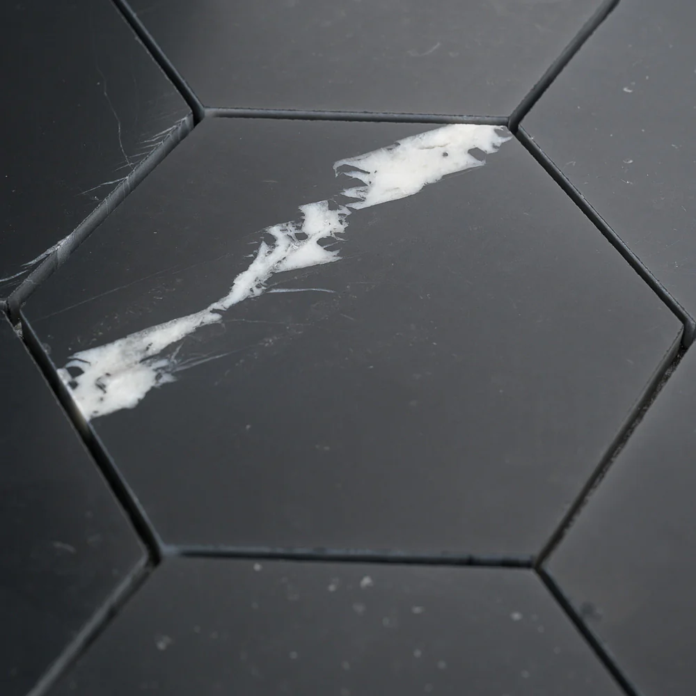 Nero Marquina 5 Inch Hexagon Mosaic Marble Tile | Honed - Image 3