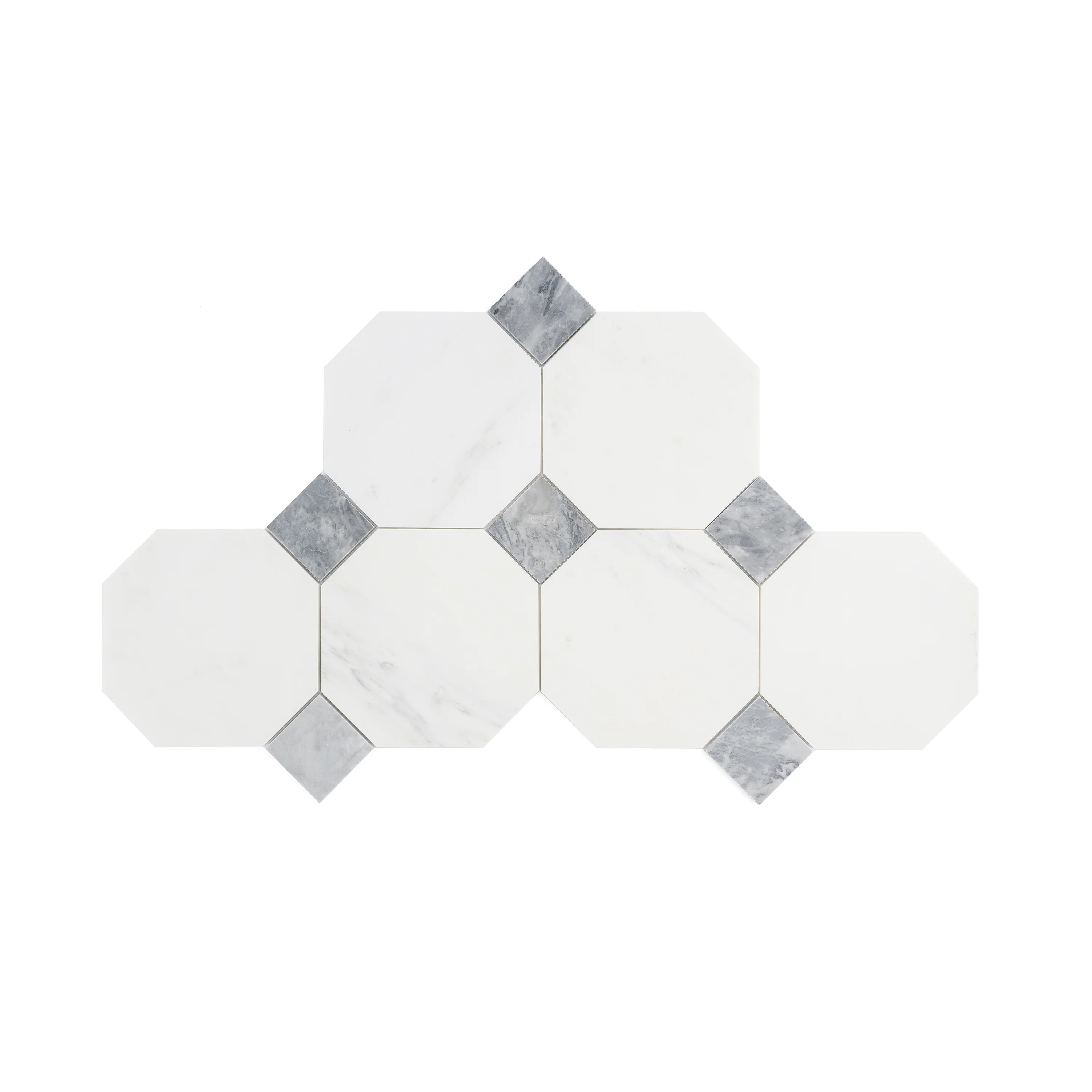Octagon & Dot Octodot Casablanca Carrara & Bardiglio Grey Marble Tile | Honed - Image 3