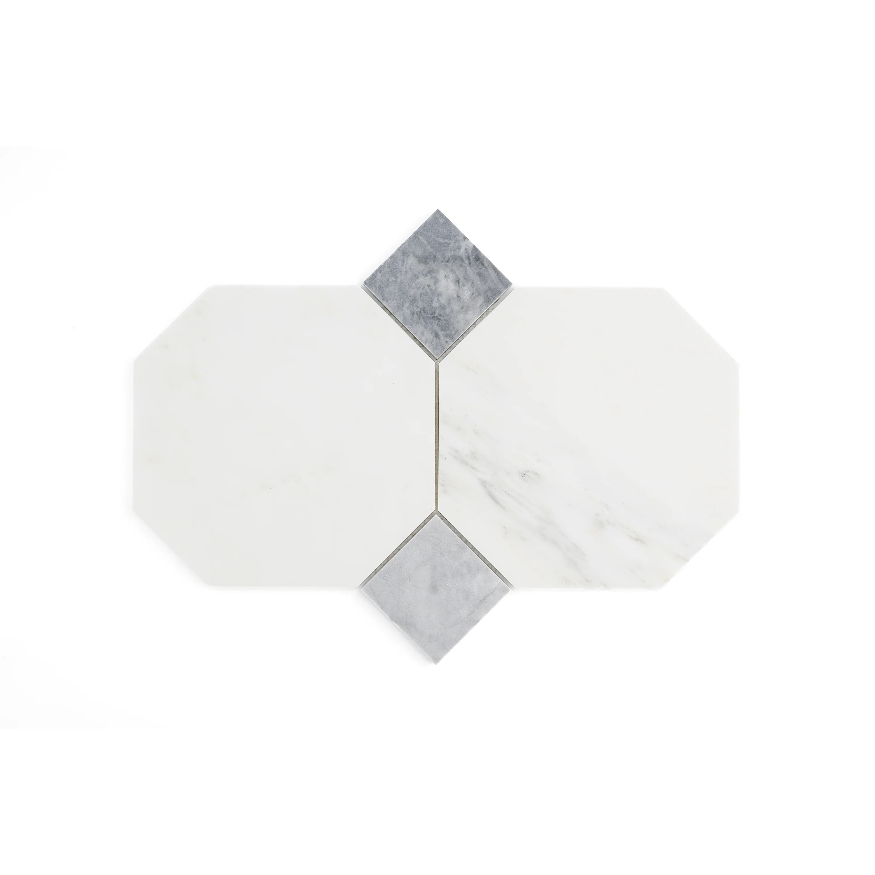 Sample: Octagon & Dot Octodot Casablanca Carrara & Bardiglio Grey Marble Tile | Honed