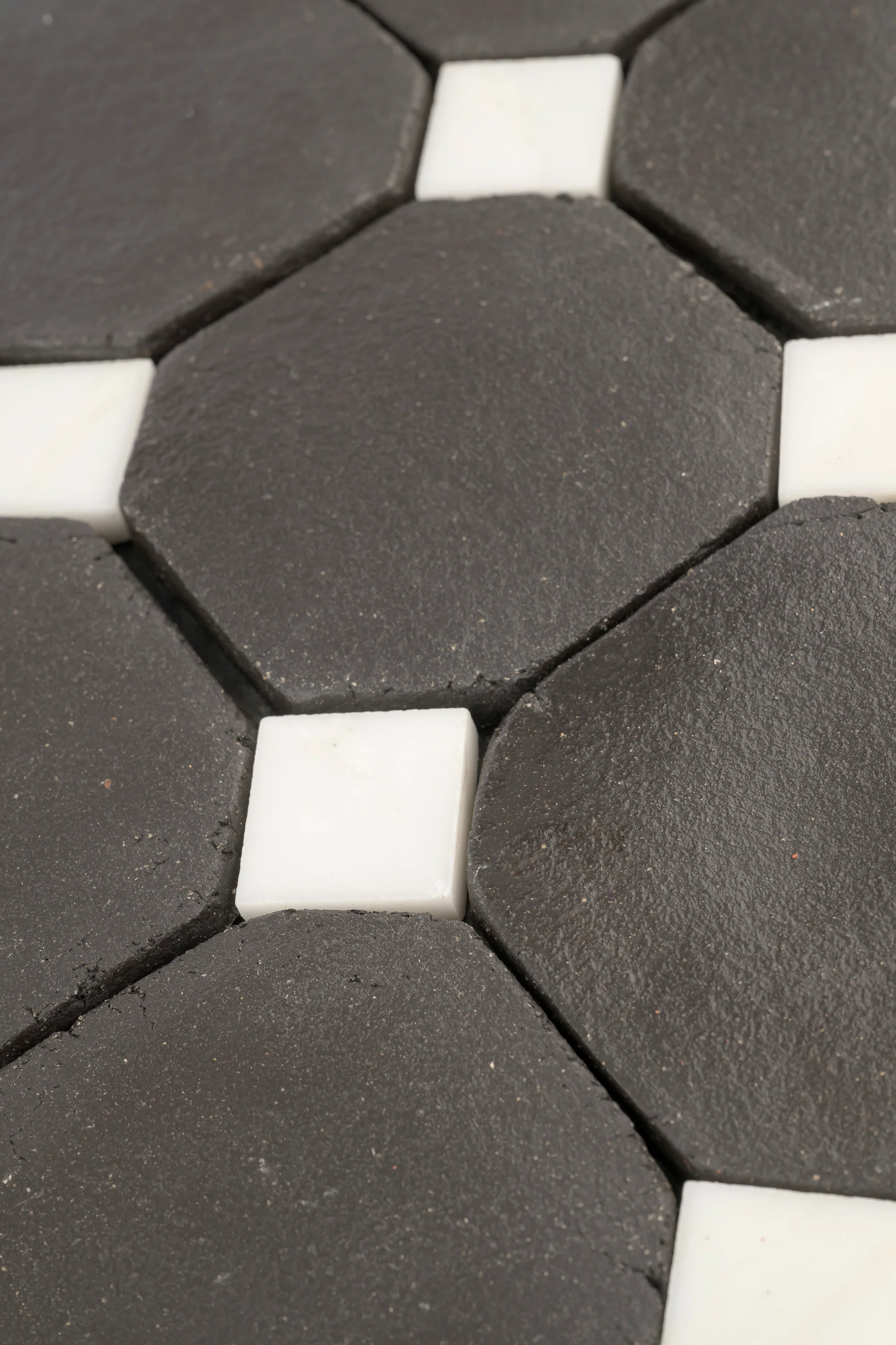 Octagon Black Terracotta 4" & Bouchon White Marble Bundle | Octadot Checkerboard - Image 2