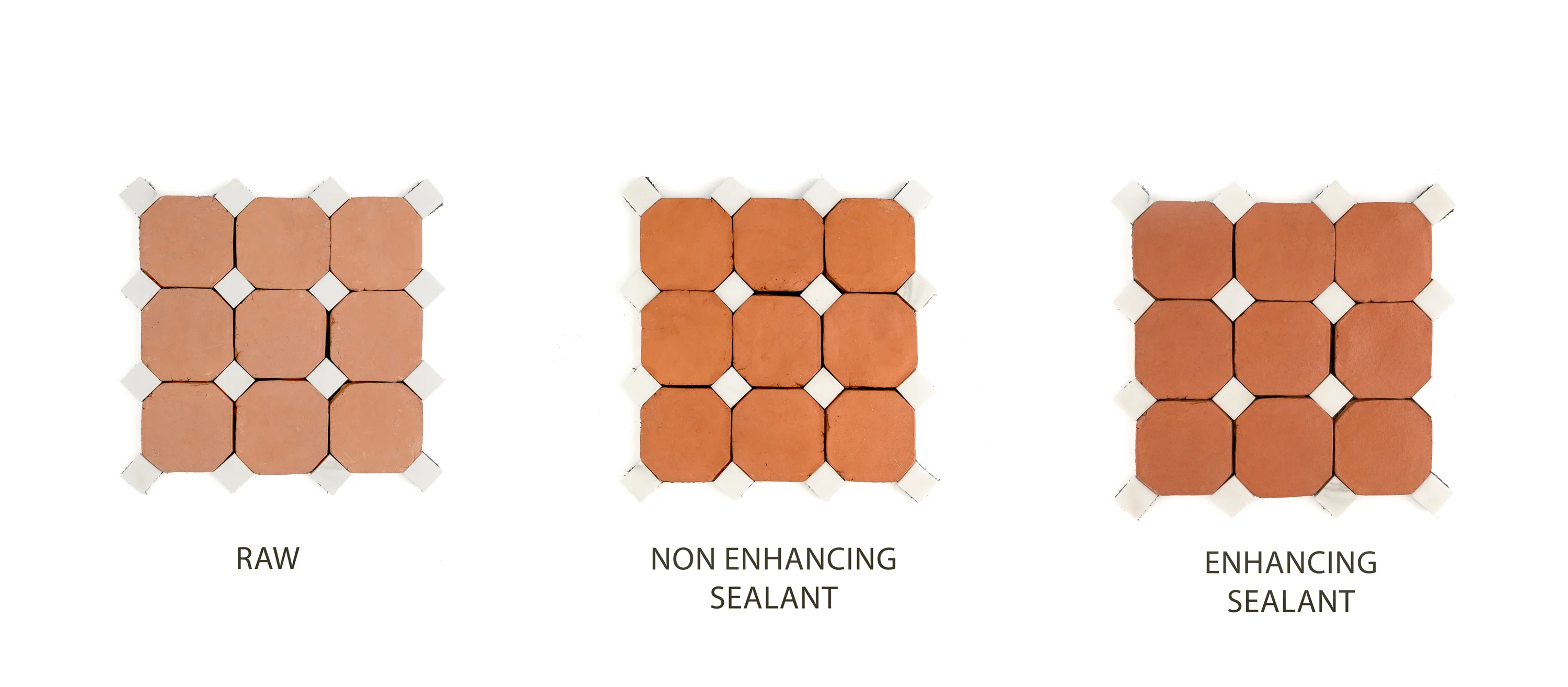 Octagon Red Terracotta 4" & Bouchon White Marble Bundle | Octadot Checkerboard - Image 3
