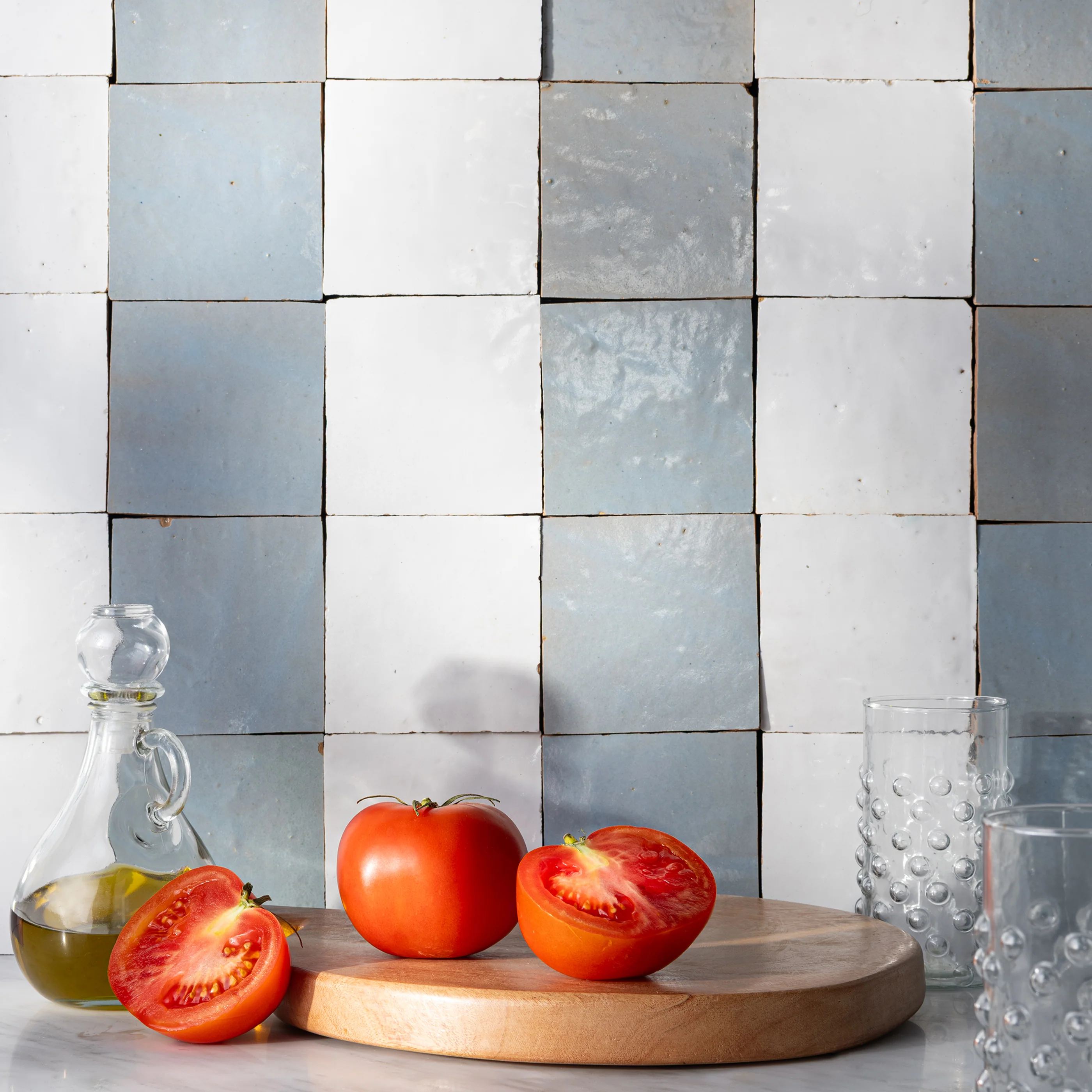 Pearl Blue 4x4 Zellige Tile - Image 3