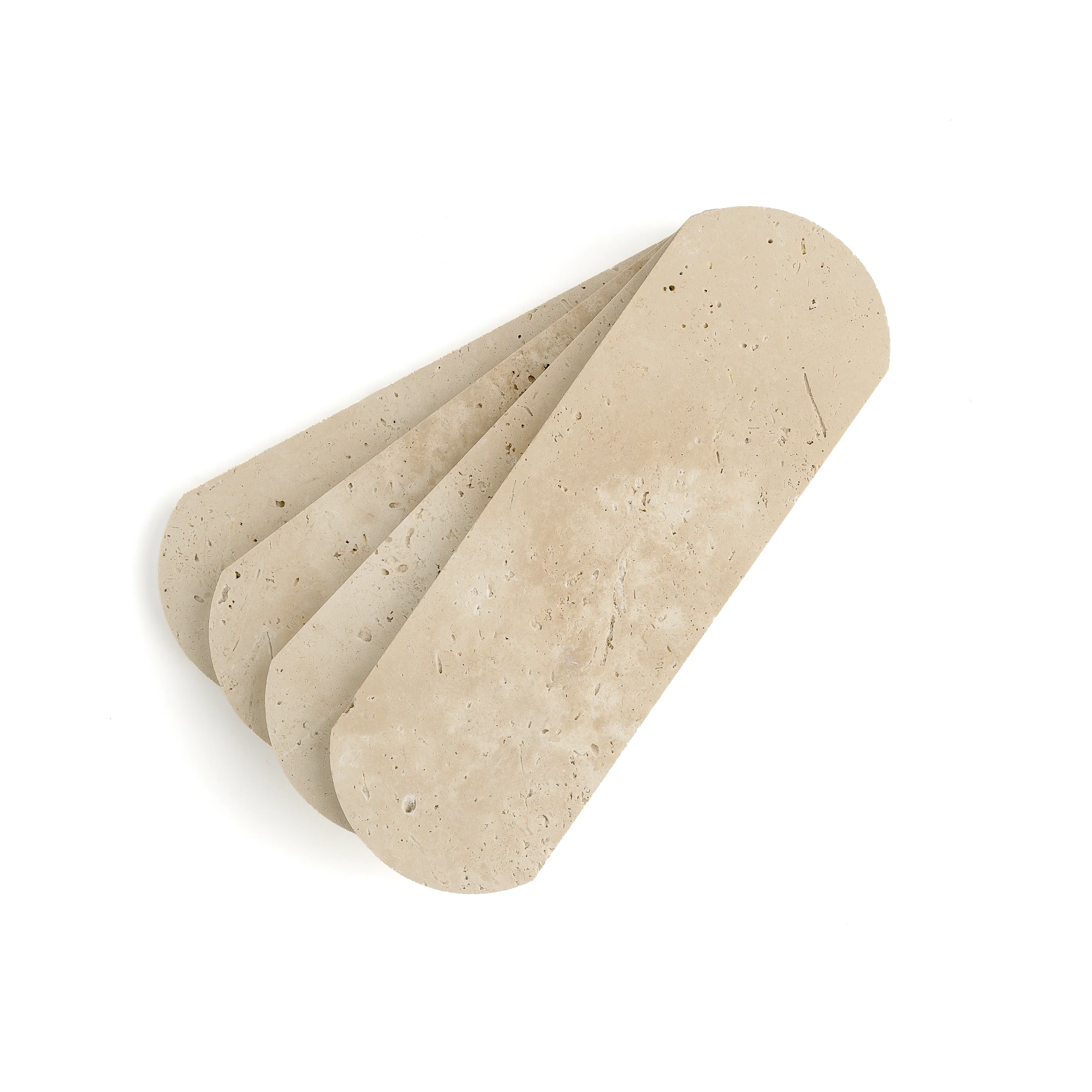 Sample: Beige Travertine 3x9 Oval Tile | Honed