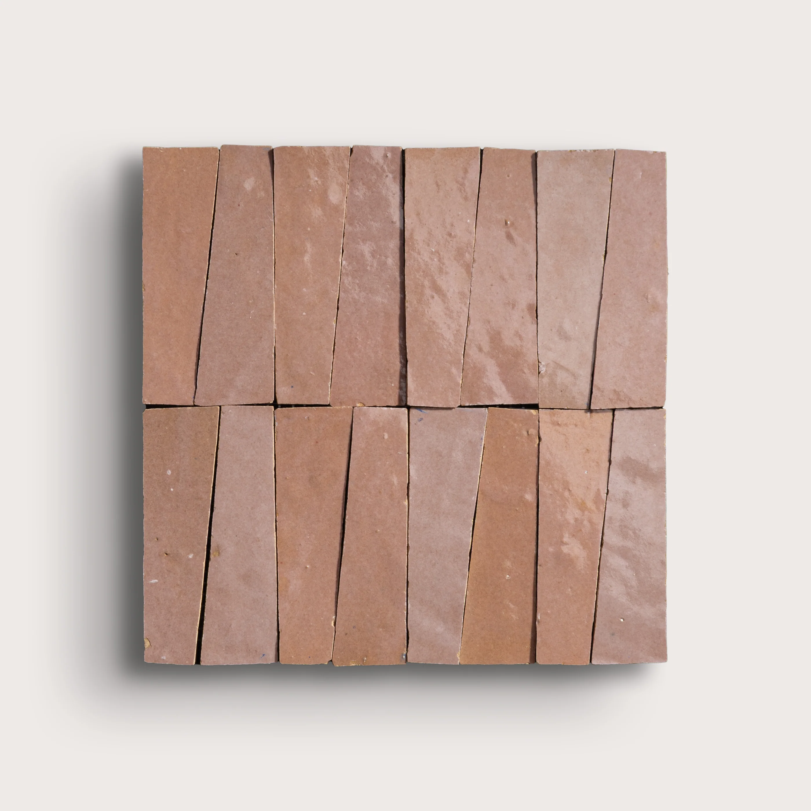 Sample: Blush 1x4 Trapezoid Mosaic Zellige Tile