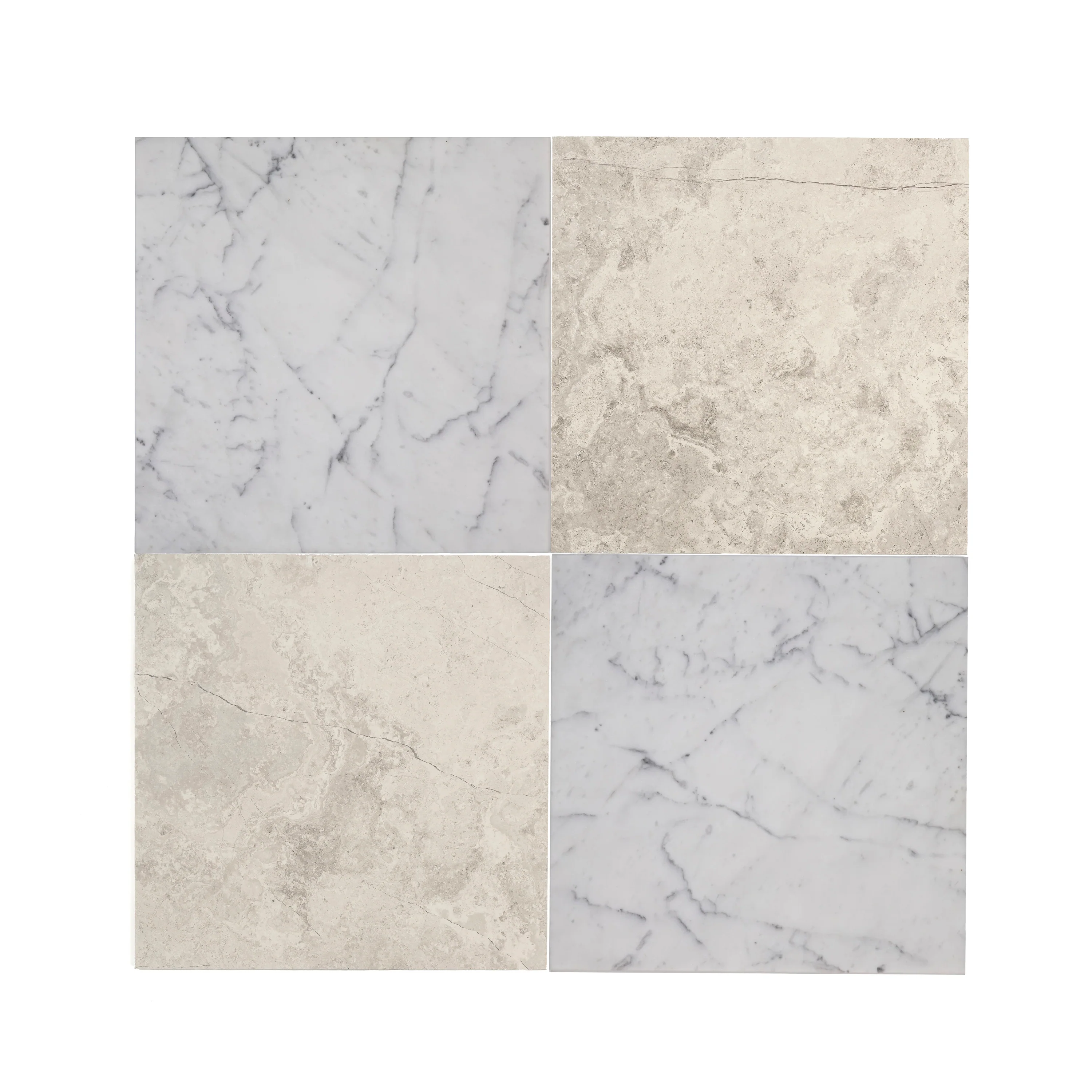 Beige Wave Cross Cut & Italian Statuary 12x12 Marble | Honed - Checkerboard Bundle