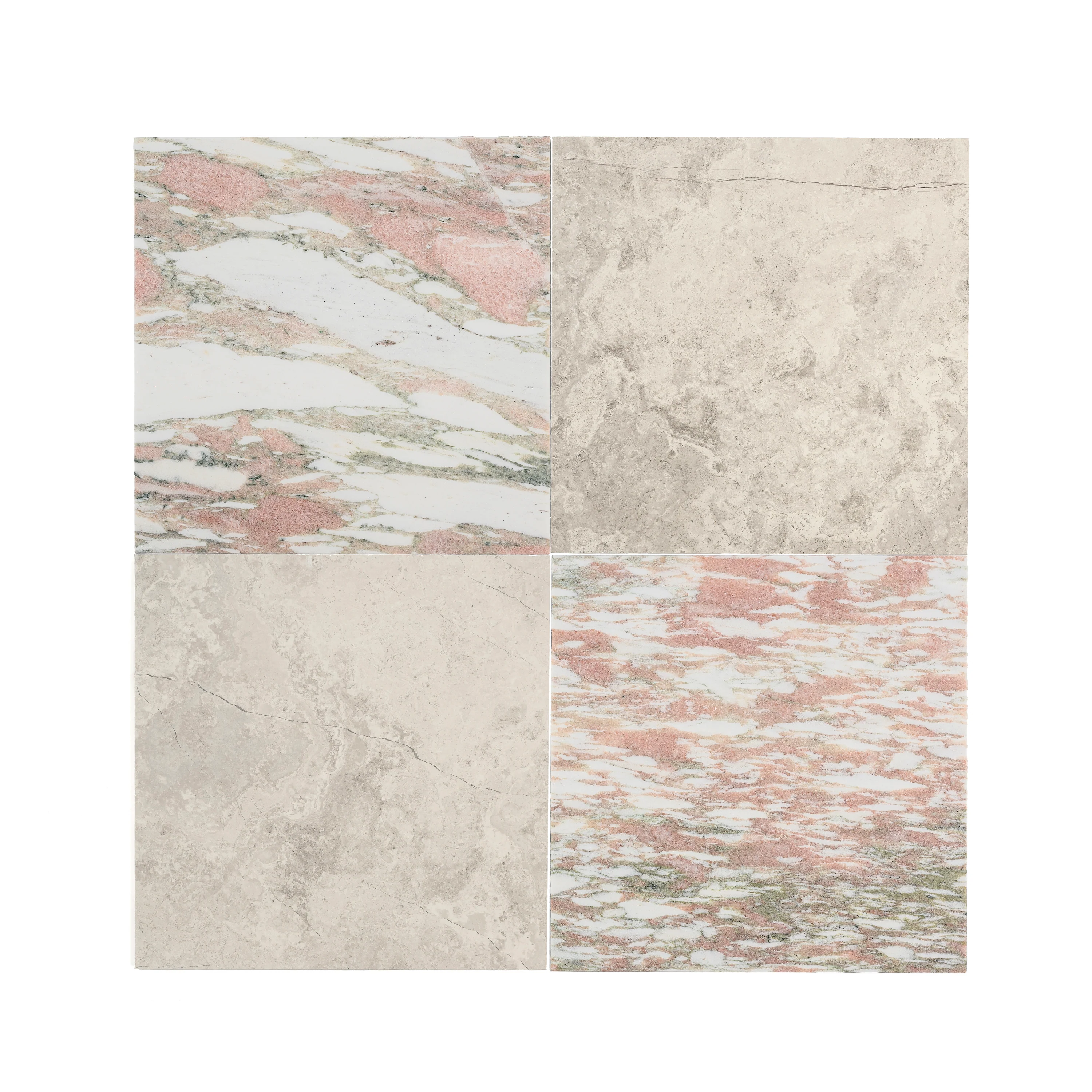 Beige Wave Cross Cut & Norwegian Rose 12x12 Marble | Honed - Checkerboard Bundle