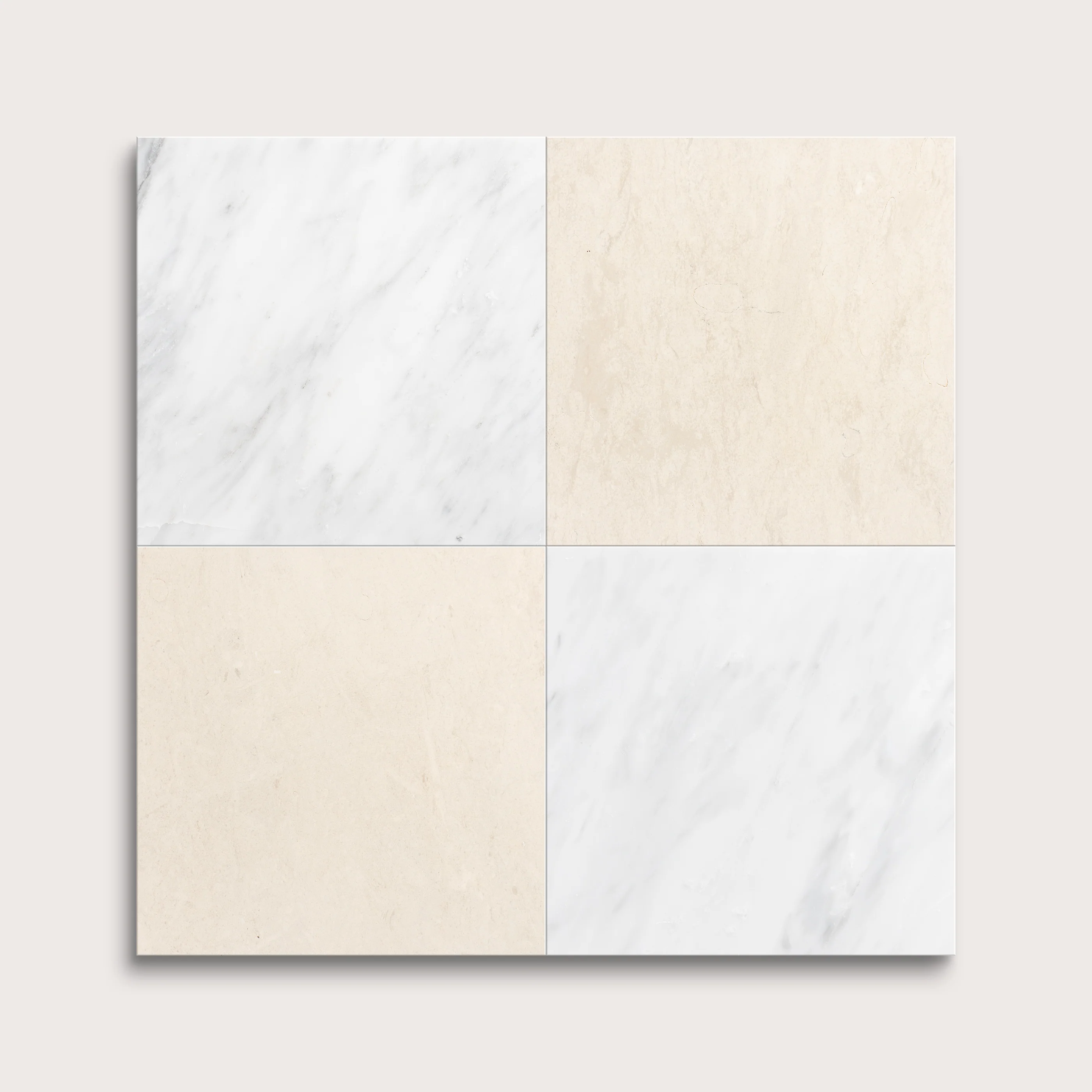 Casablanca Carrara & Saharan Sand 12x12 Marble & Limestone | Honed - Checkerboard Bundle