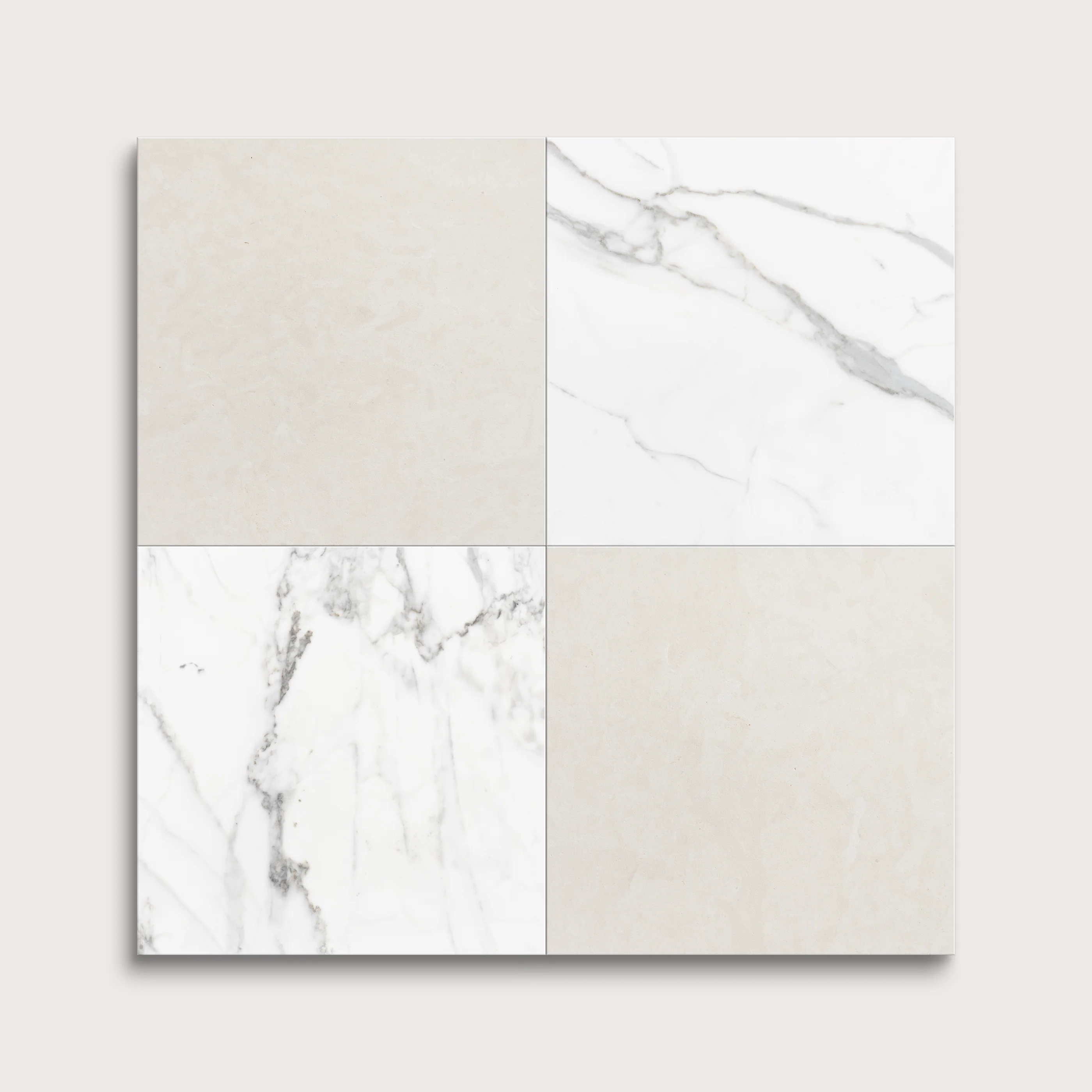 Italian Statuary & French Linen 12x12 Marble & Limestone | Honed - Checkerboard Bundle