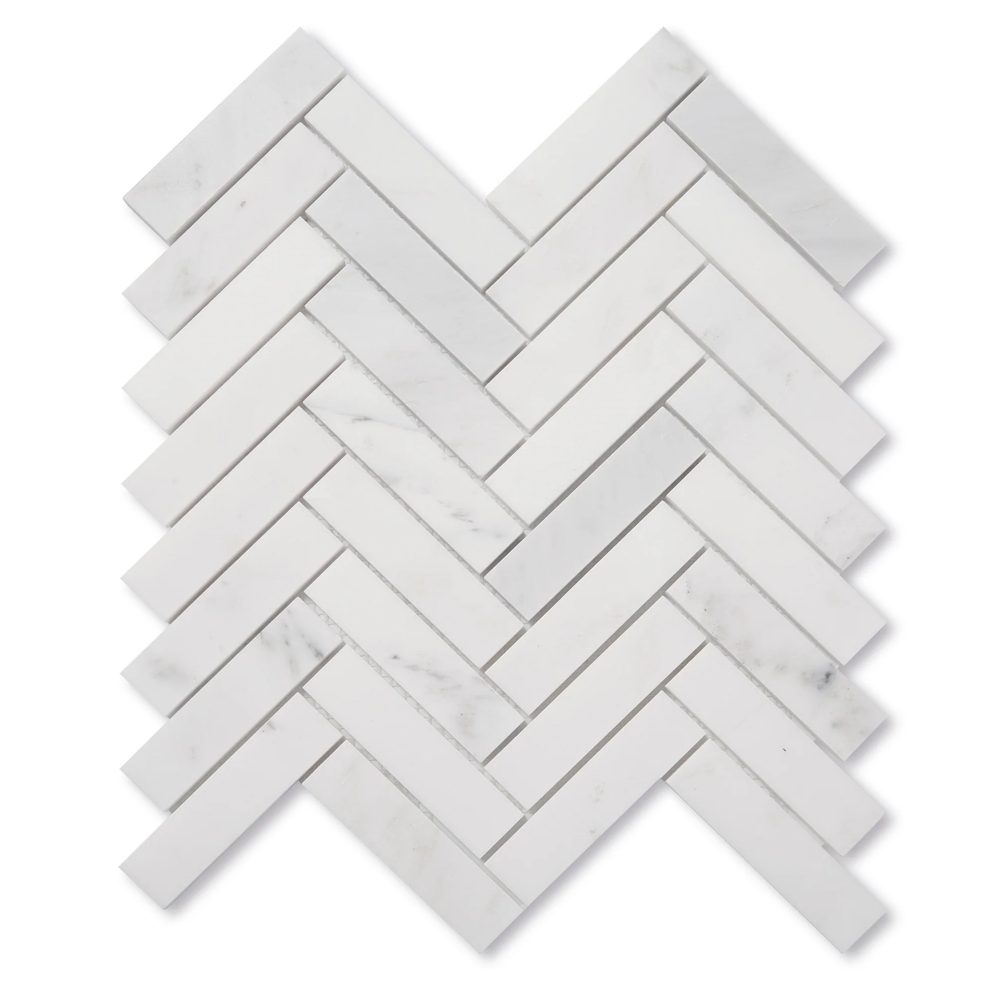 Sample: Casablanca Carrara 1x4 Herringbone Mosaic Marble Tile | Honed