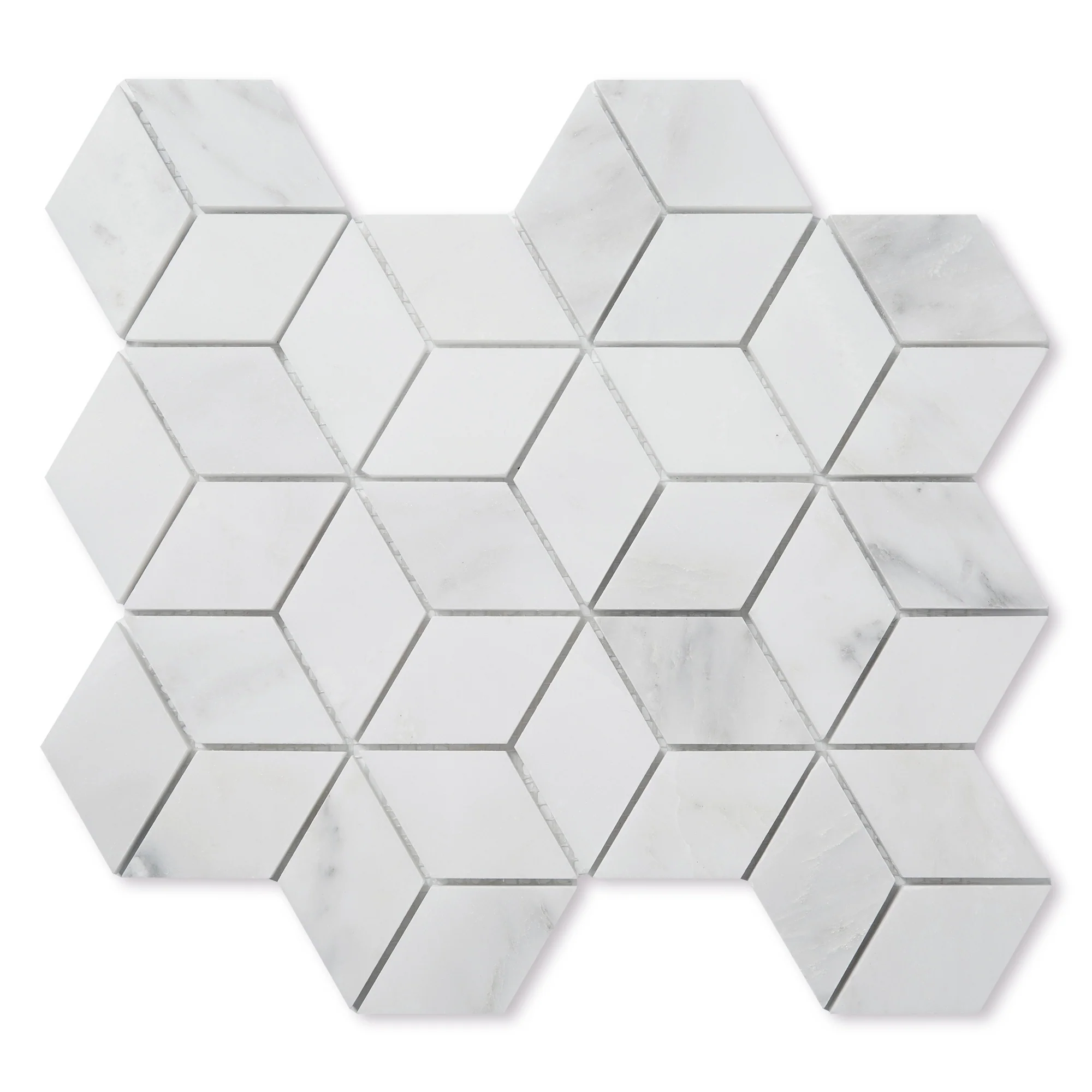 Sample: Casablanca Carrara Diamond Mosaic Marble Tile | Honed