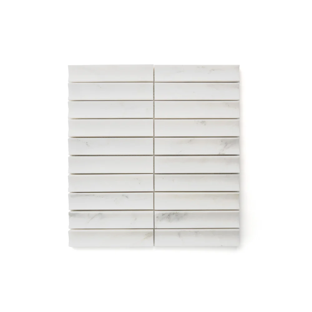 Sample: Casablanca Carrara Fluted Mosaic Marble Tile | Honed
