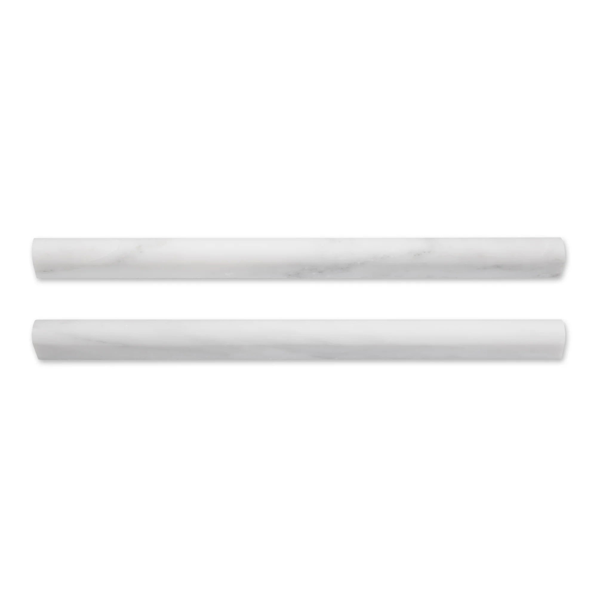 Sample: Casablanca Carrara 3/4 Inch Pencil Trim Round Marble Tile | Honed
