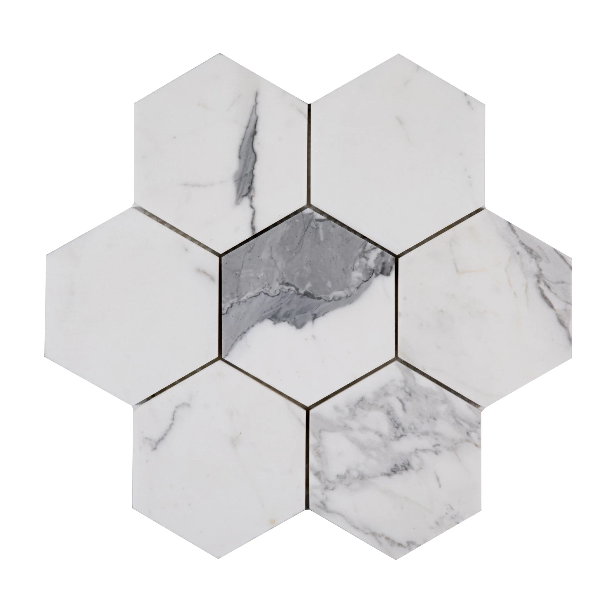 Sample: Italian Statuary 5 Inch Hexagon Marble | Honed