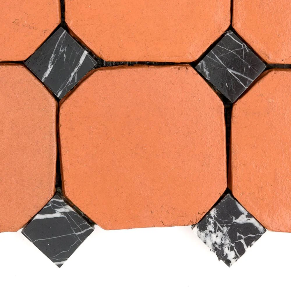 Sample: Octagon Red Terracotta 4" & Bouchon Black Marble