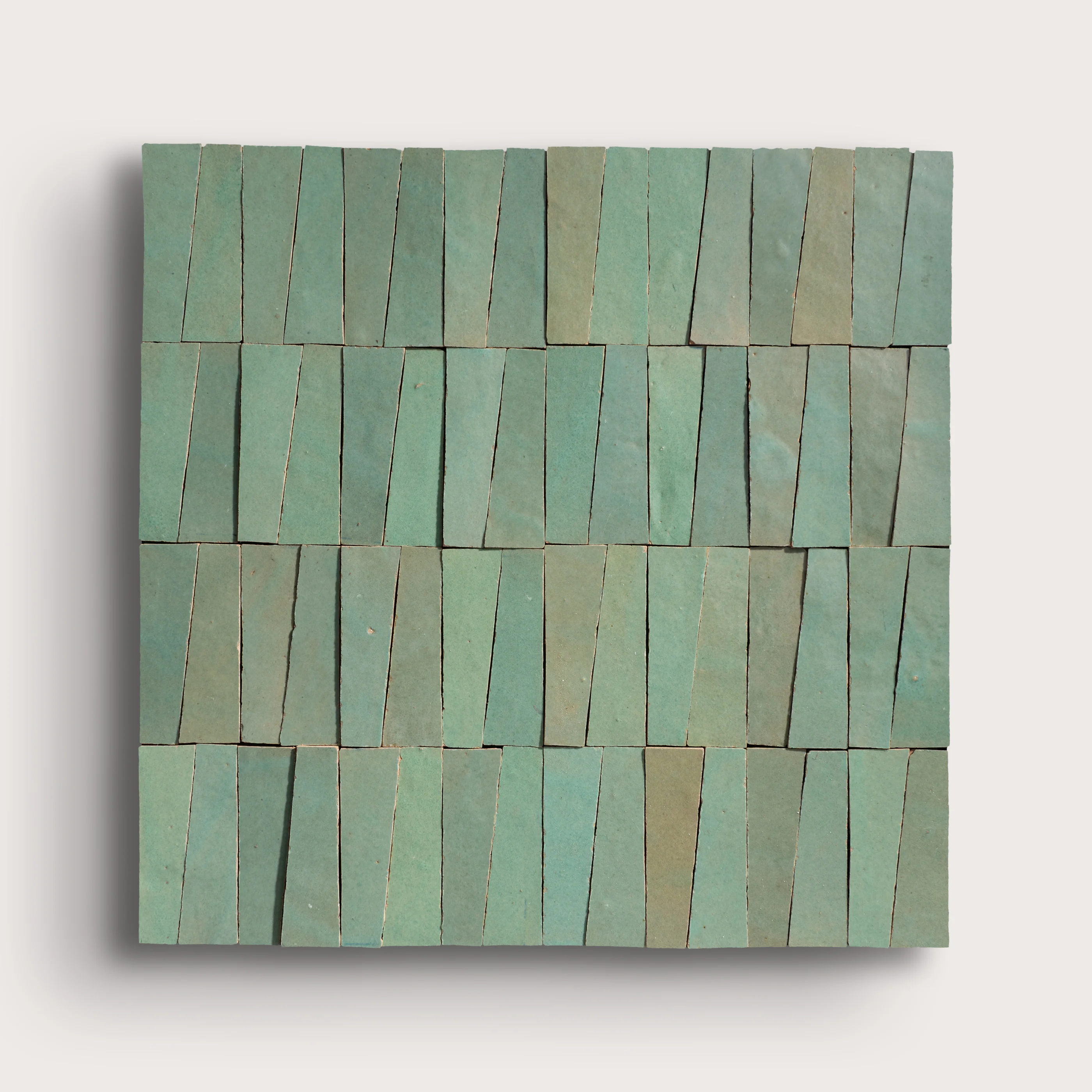 Sea Green 1x4 Trapezoid Mosaic Zellige Tile - Image 2