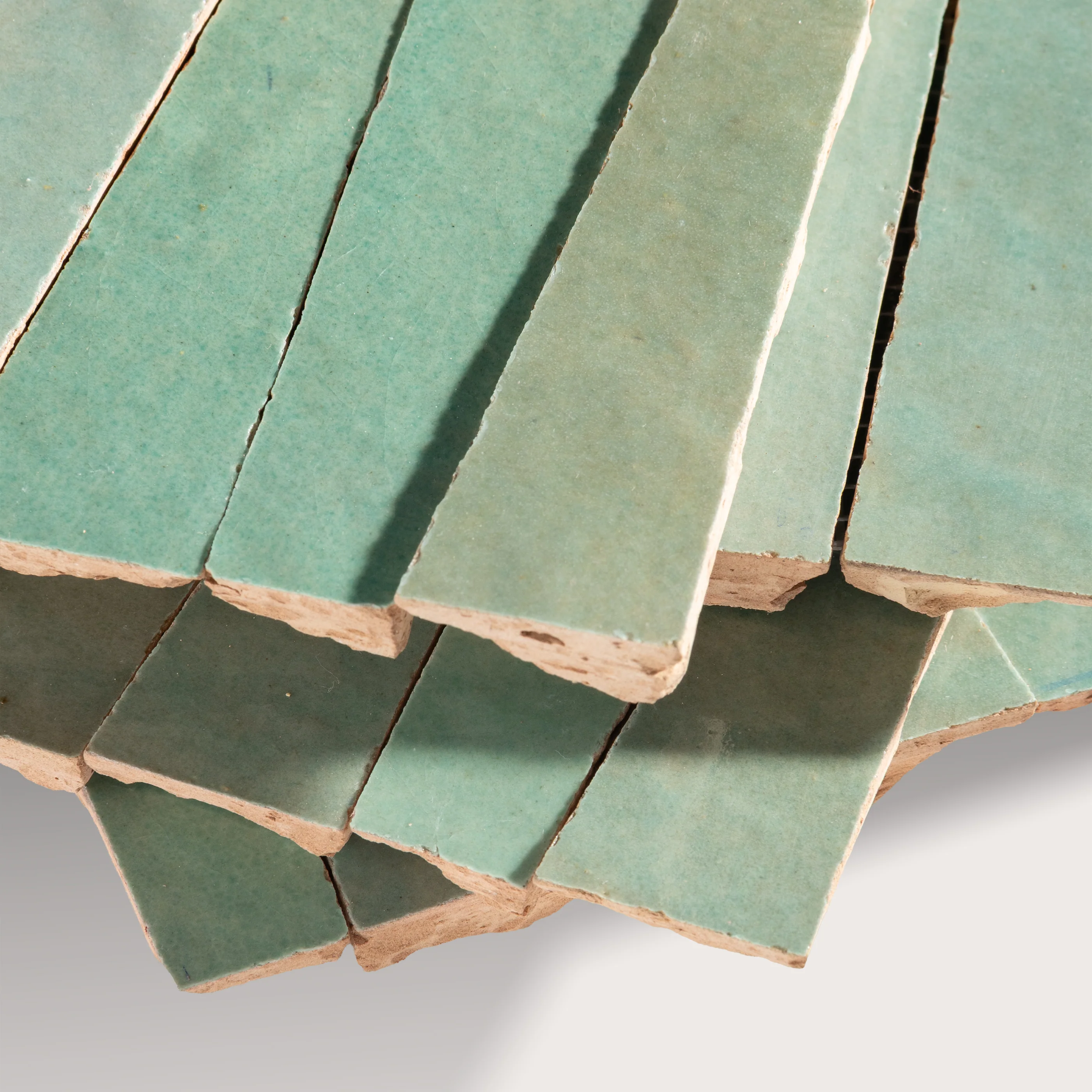 Sea Green 1x4 Trapezoid Mosaic Zellige Tile - Image 3