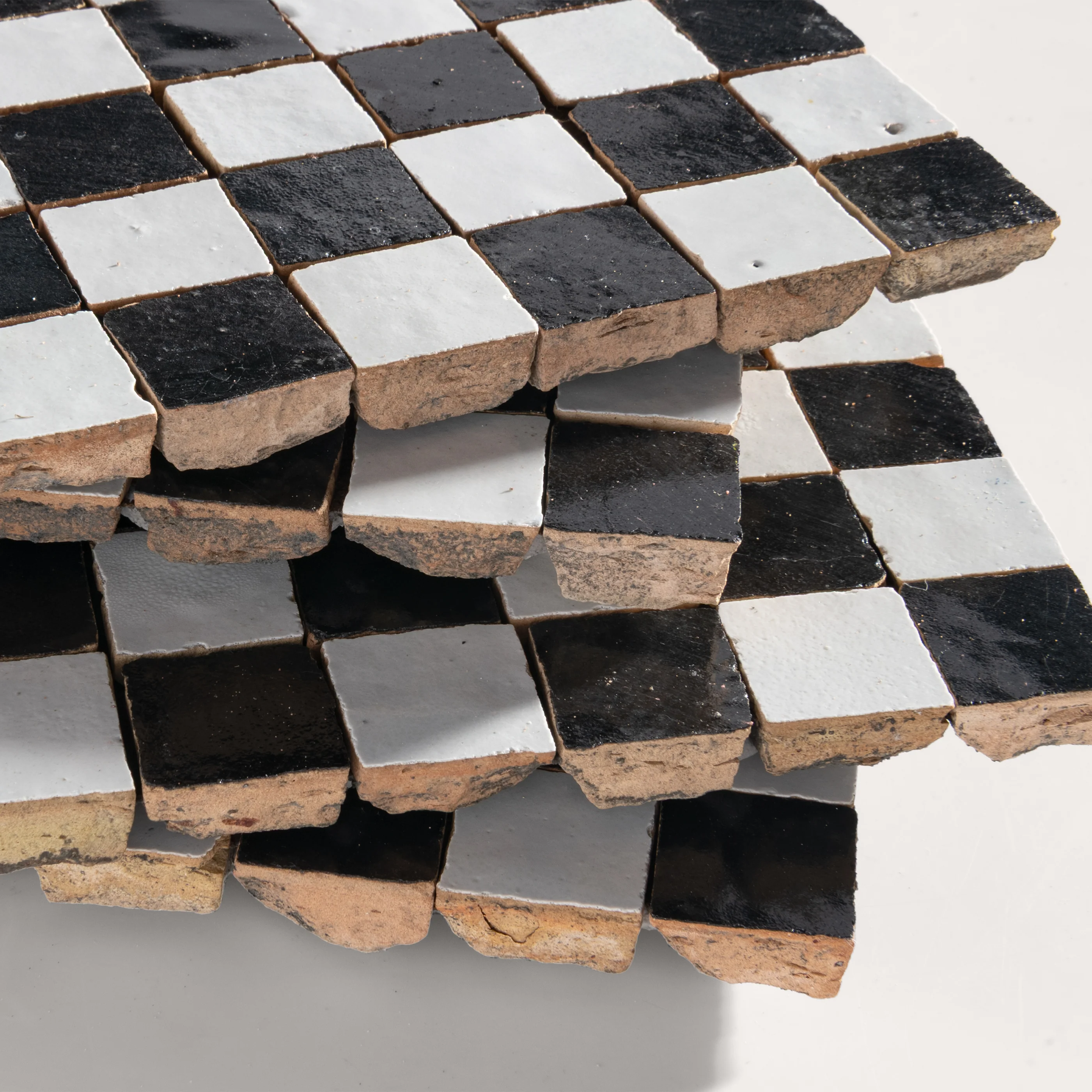 Snow & Black Zellige 1" Checkerboard Mosaic - Image 3