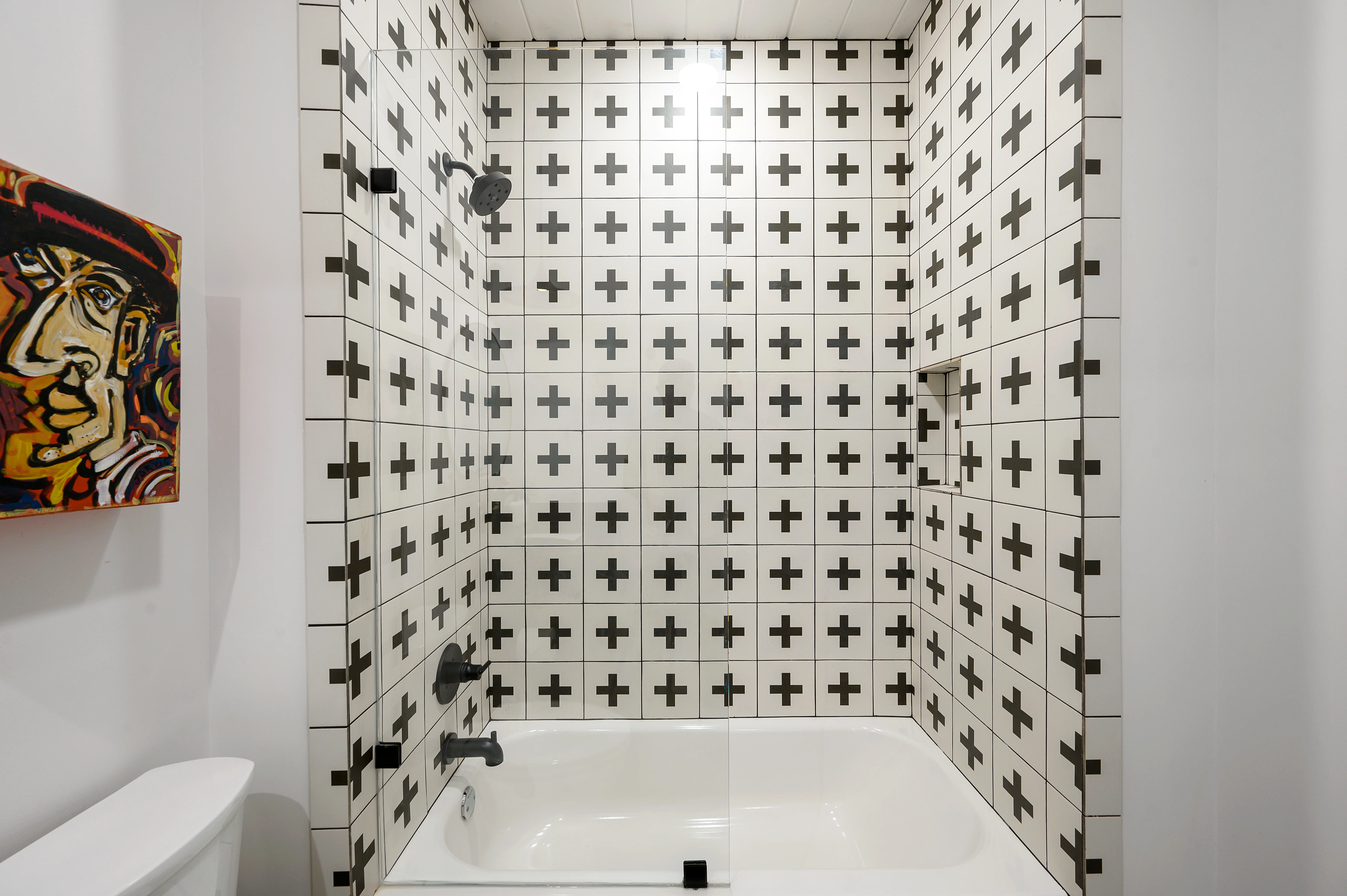 Swiss Cross Black & White Ceramic Tile - Image 6