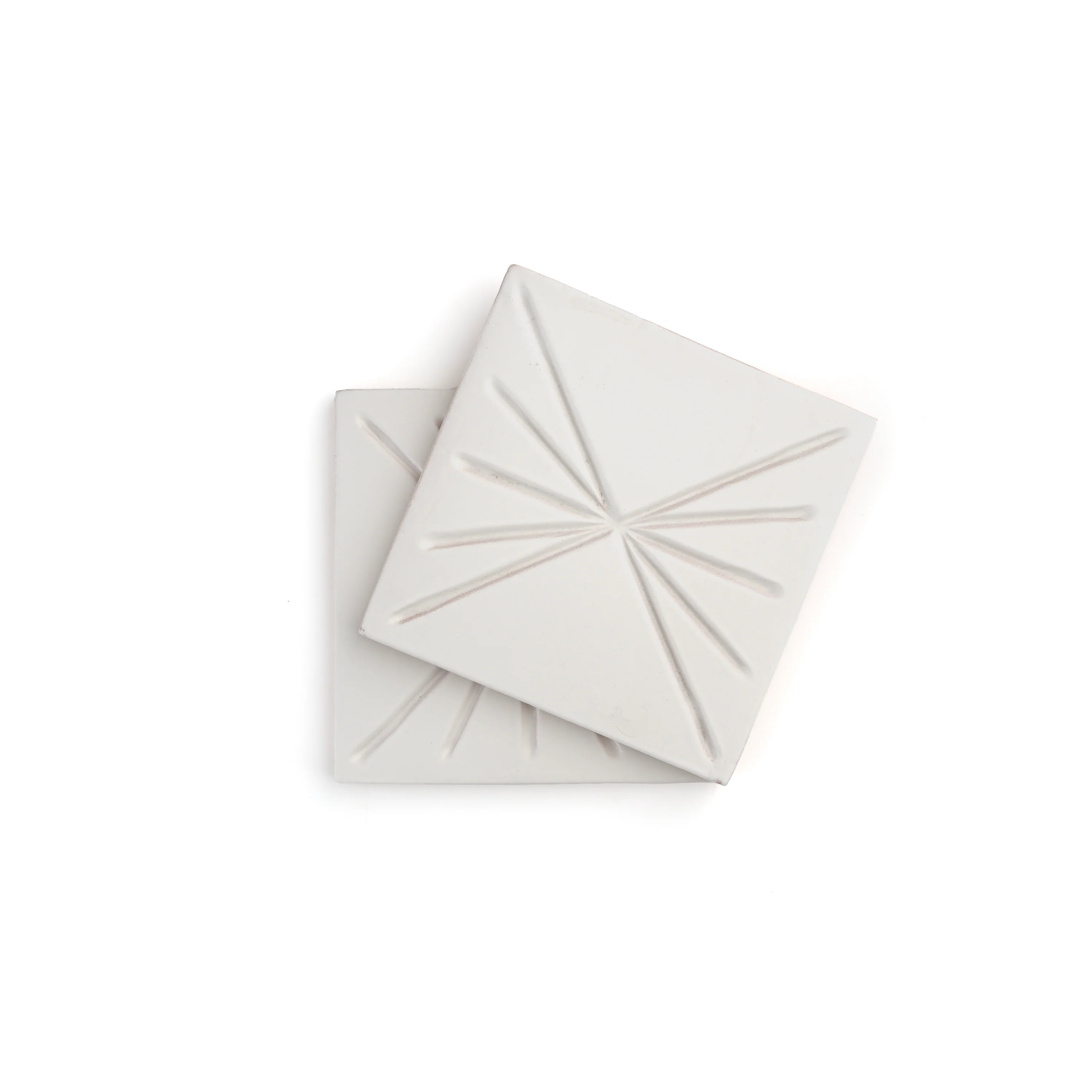 Tepoz White 6x6 Dimensional Relief Artisan Ceramic Tile - Image 2